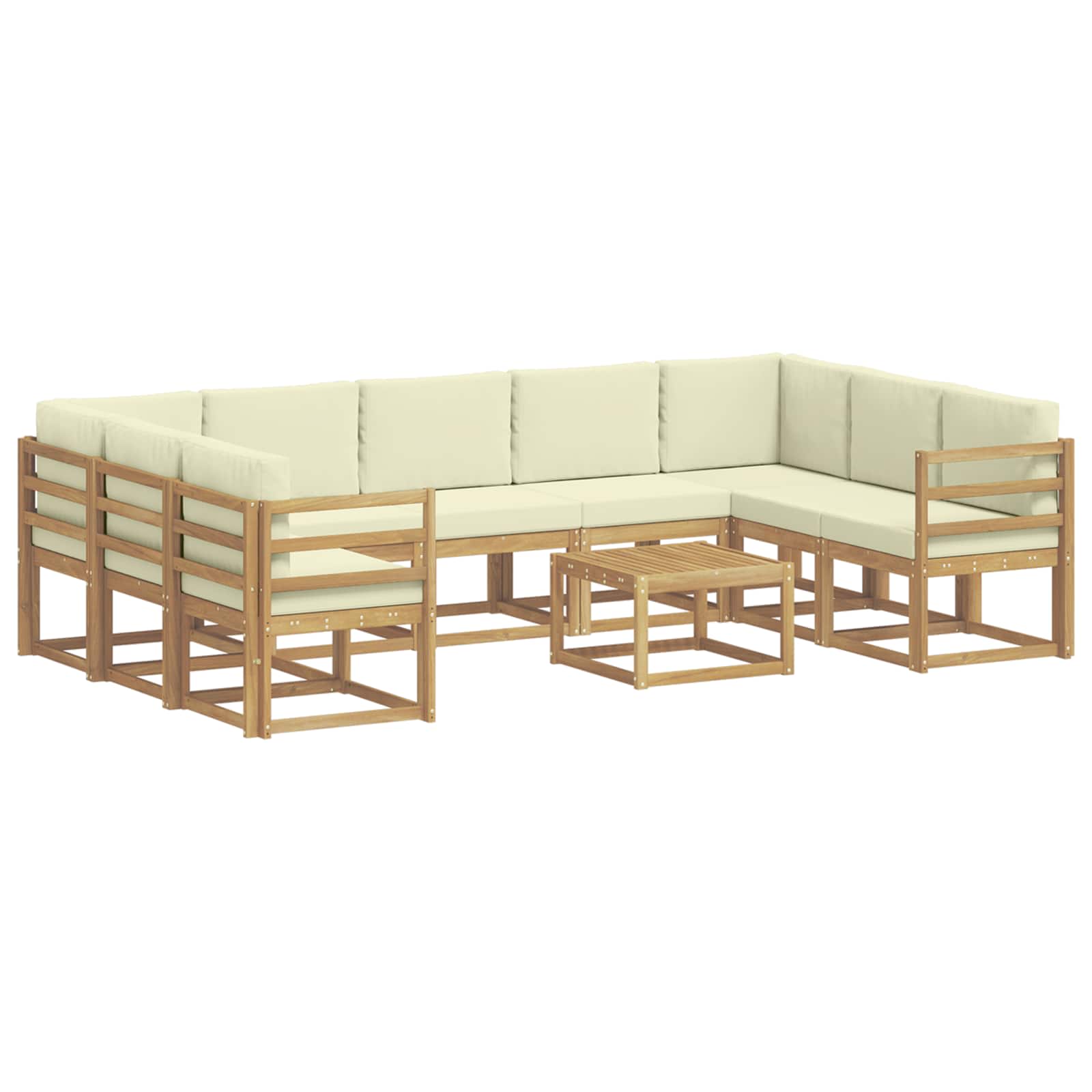 Buiten bankenset 10 pcs Wit en crèmekleurig 59 x 59 x 37 cm – afbeelding 2