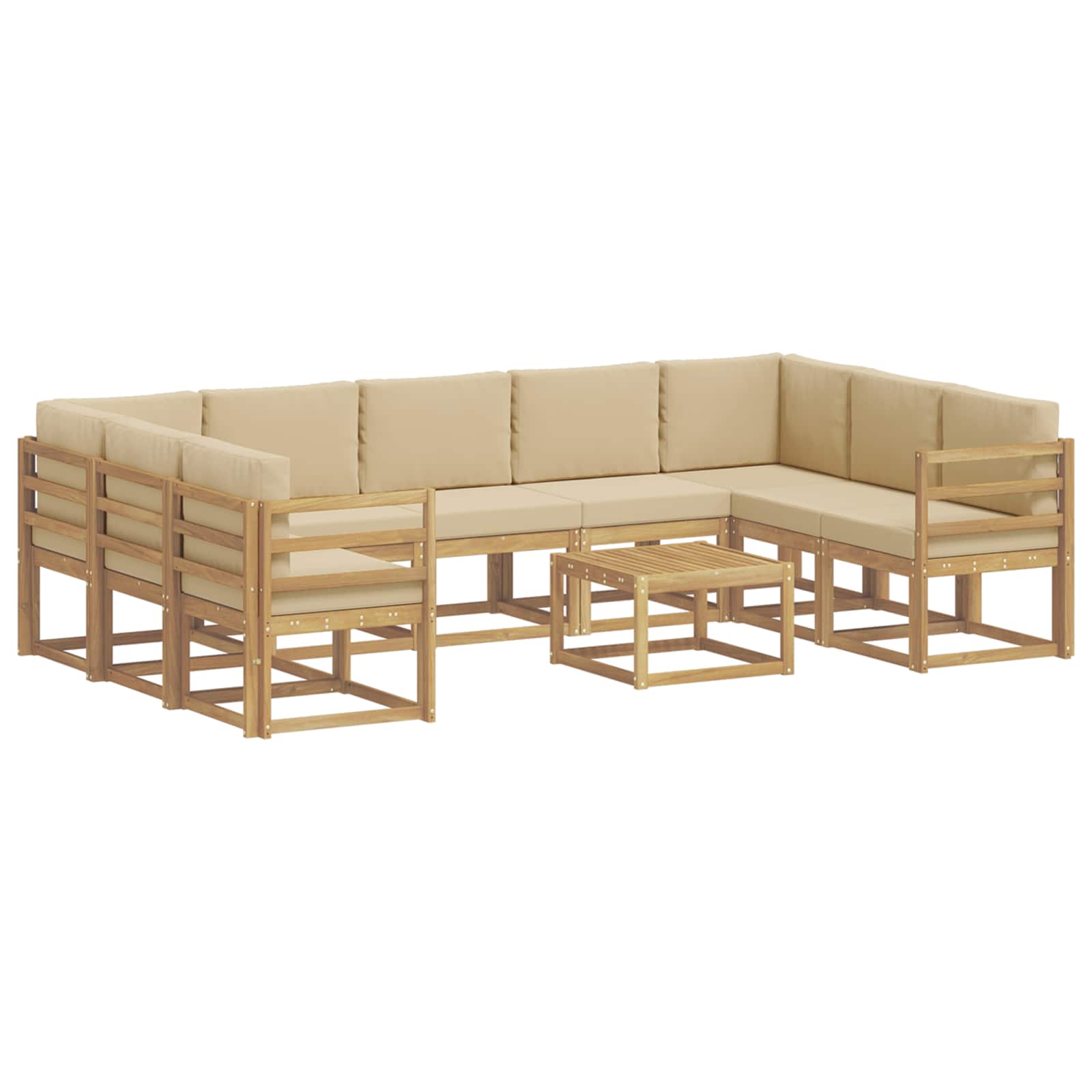 Buiten bankenset 10 pcs Wit en Beige 59 x 59 x 37 cm Polyester – afbeelding 2