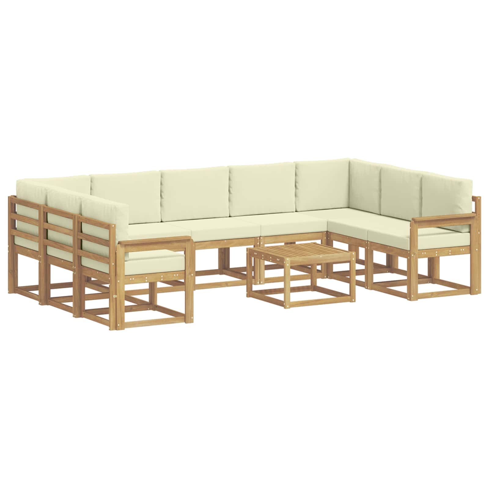 Buiten bankenset 10 pcs Wit en crèmekleurig 59 x 59 x 37 cm – afbeelding 2