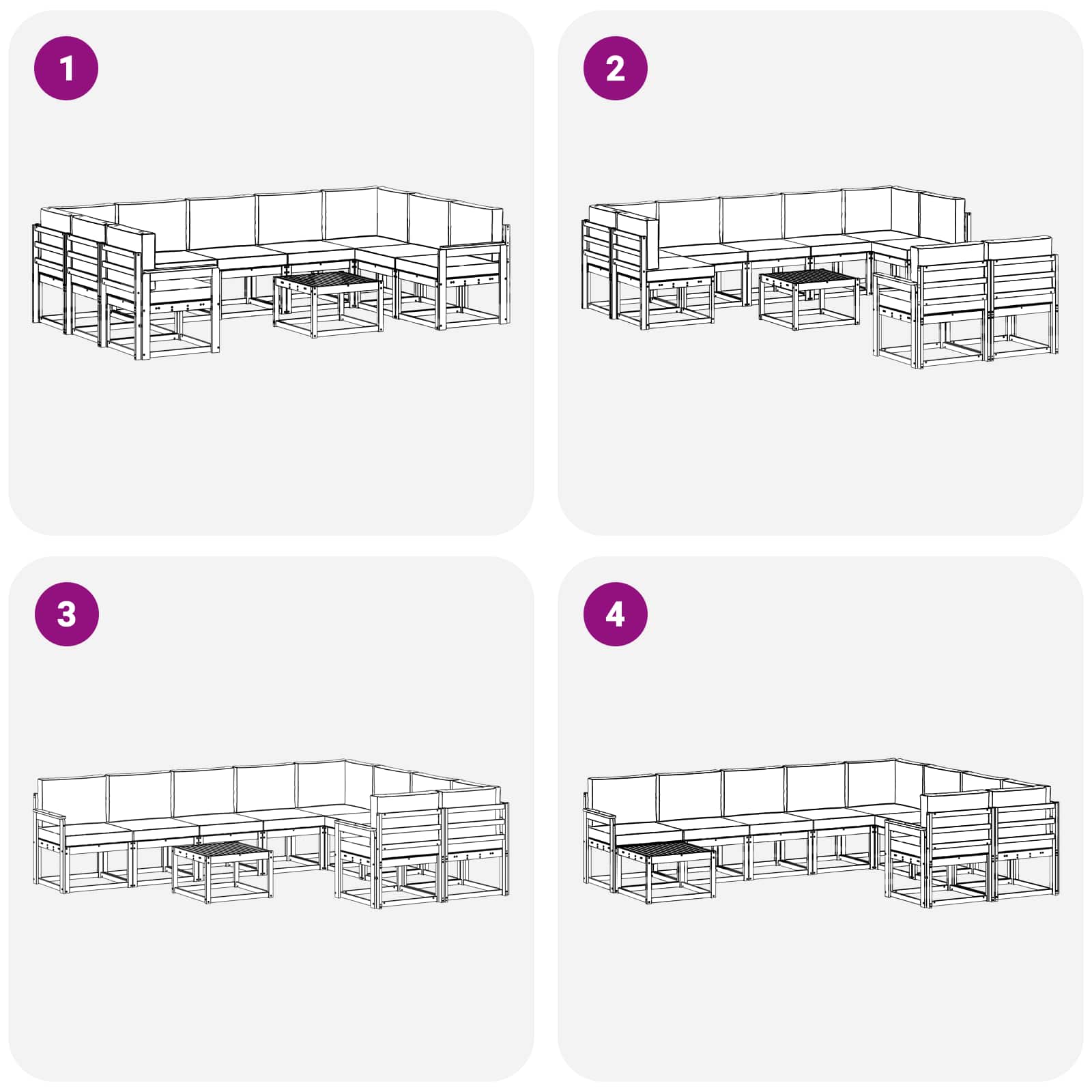 Buiten bankenset 10 pcs Wit en crèmekleurig 59 x 59 x 37 cm – afbeelding 7