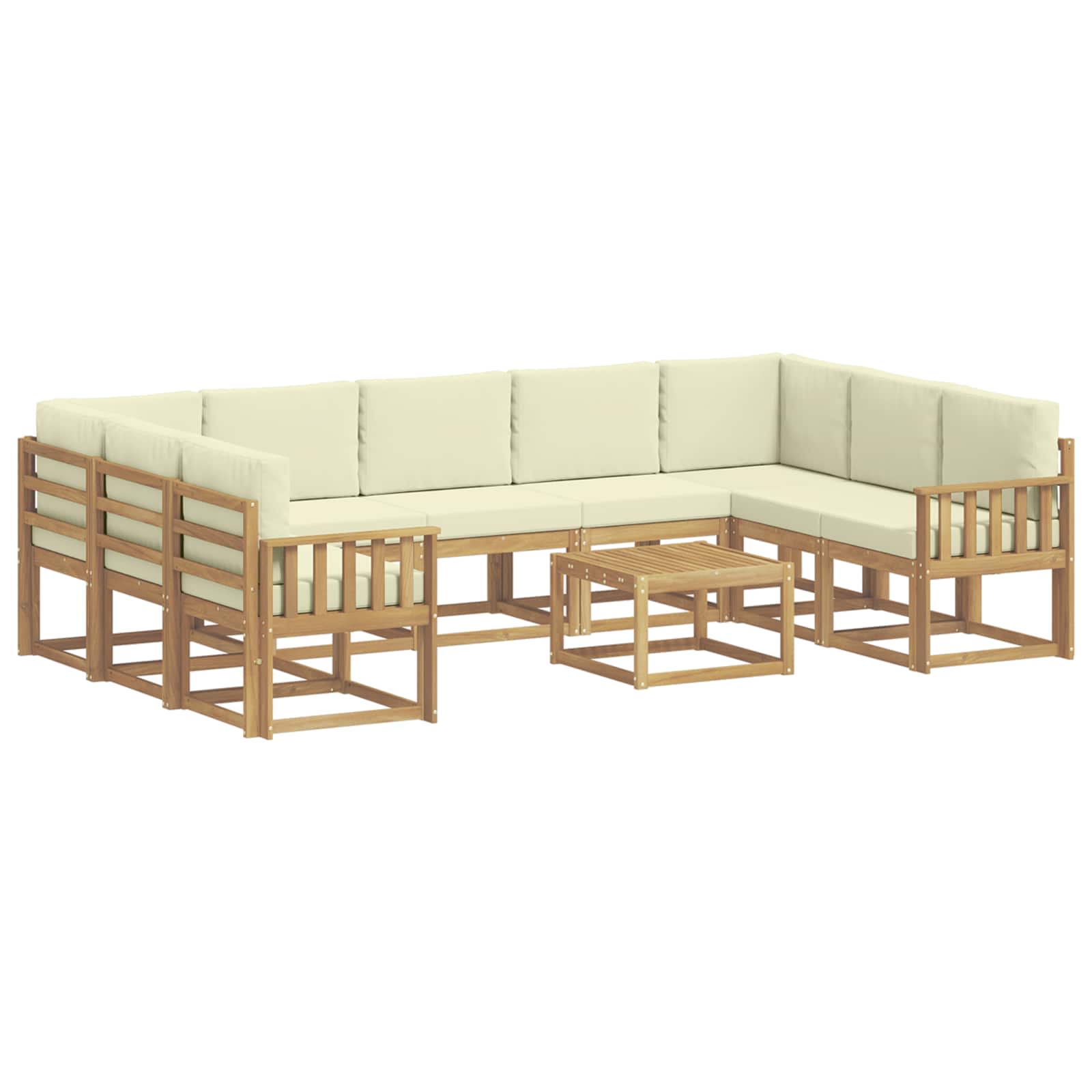 Buiten bankenset 10 pcs Wit en crèmekleurig 59 x 59 x 37 cm – afbeelding 2
