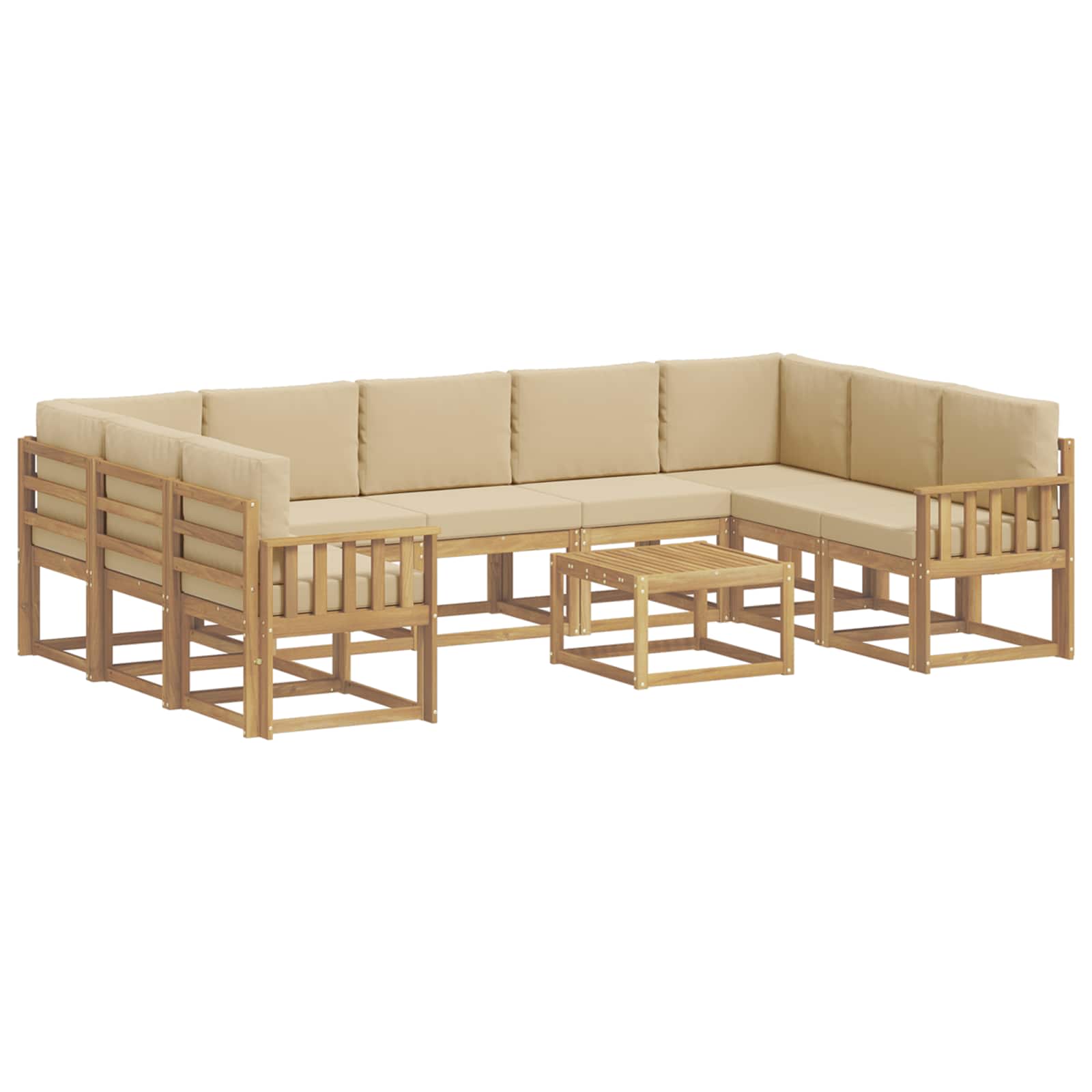 Buiten bankenset 10 pcs Wit en Beige 59 x 59 x 37 cm Polyester – afbeelding 2