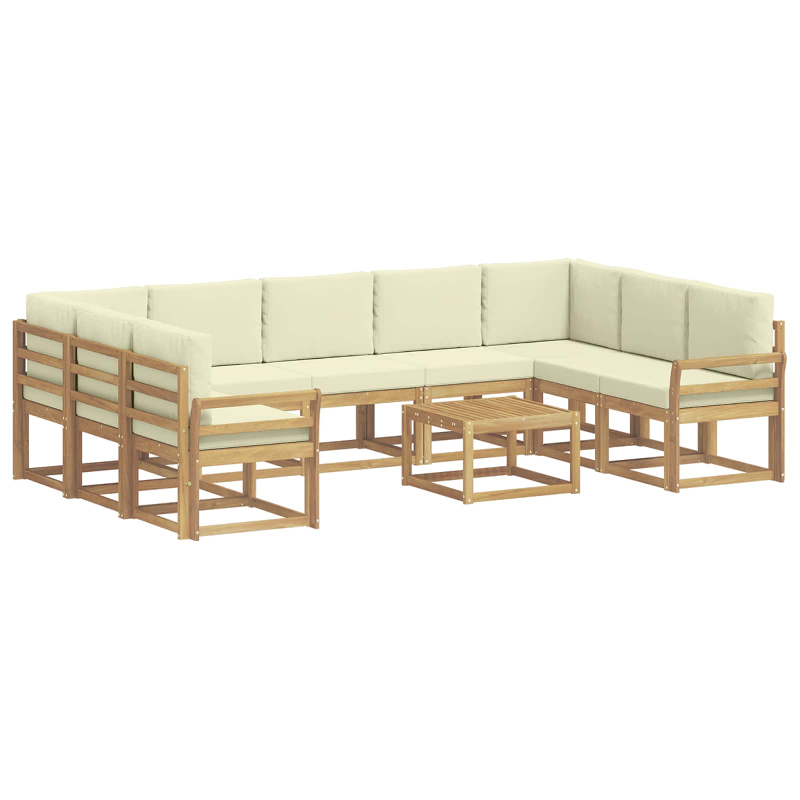 Buiten bankenset 10 pcs Wit en crèmekleurig 59 x 59 x 37 cm – afbeelding 2