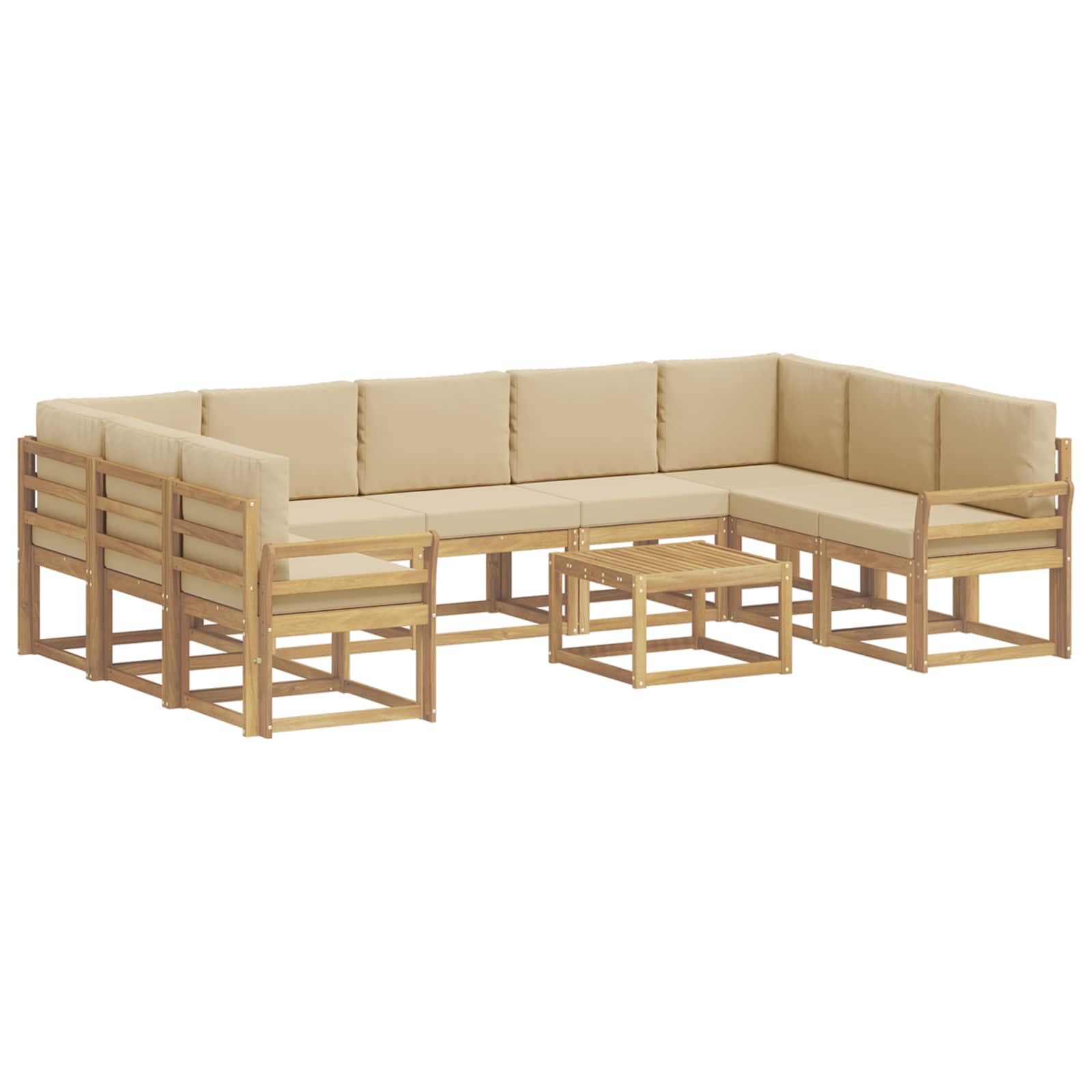 Buiten bankenset 10 pcs Wit en Beige 59 x 59 x 37 cm Polyester – afbeelding 2