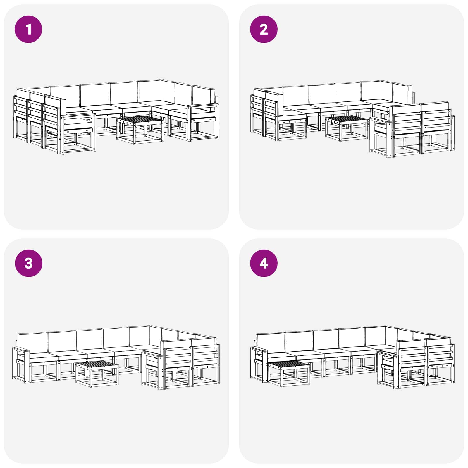 Buiten bankenset 10 pcs Wit en crèmekleurig 59 x 59 x 37 cm – afbeelding 7
