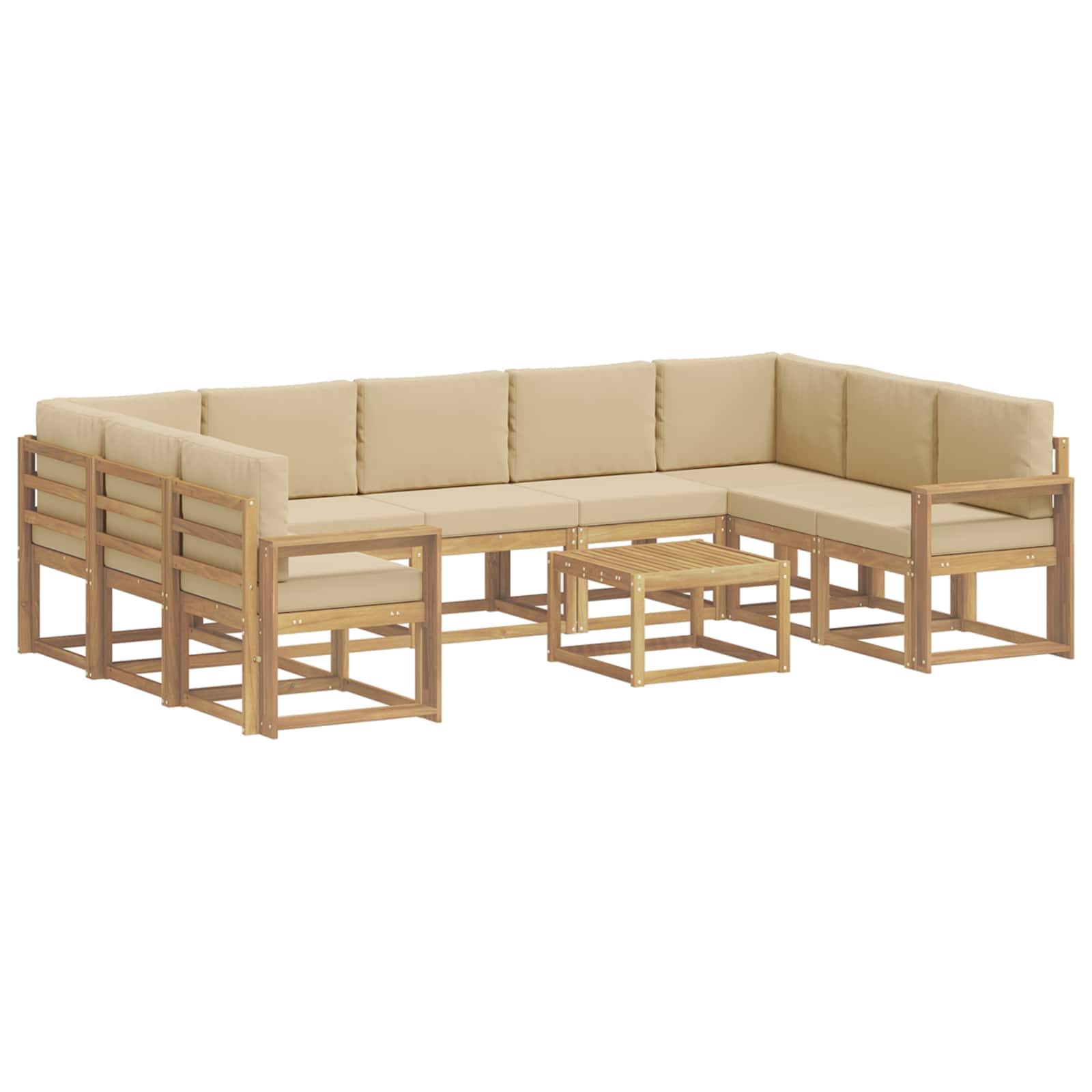 Buiten bankenset 10 pcs Wit en Beige 59 x 59 x 37 cm Polyester – afbeelding 2