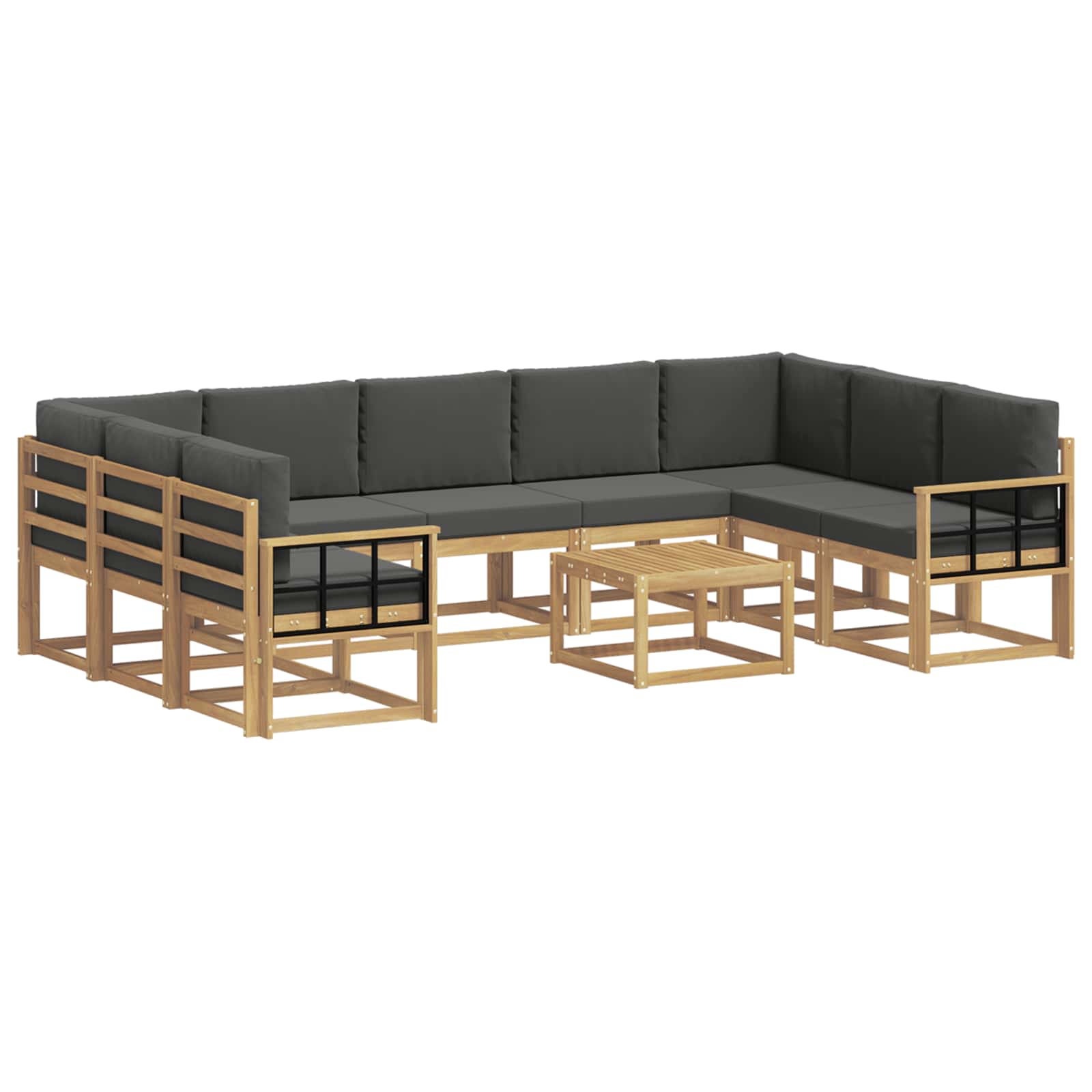 Buiten bankenset 10 pcs Wit en antracietkleurig 59 x 59 x 37 cm – afbeelding 2
