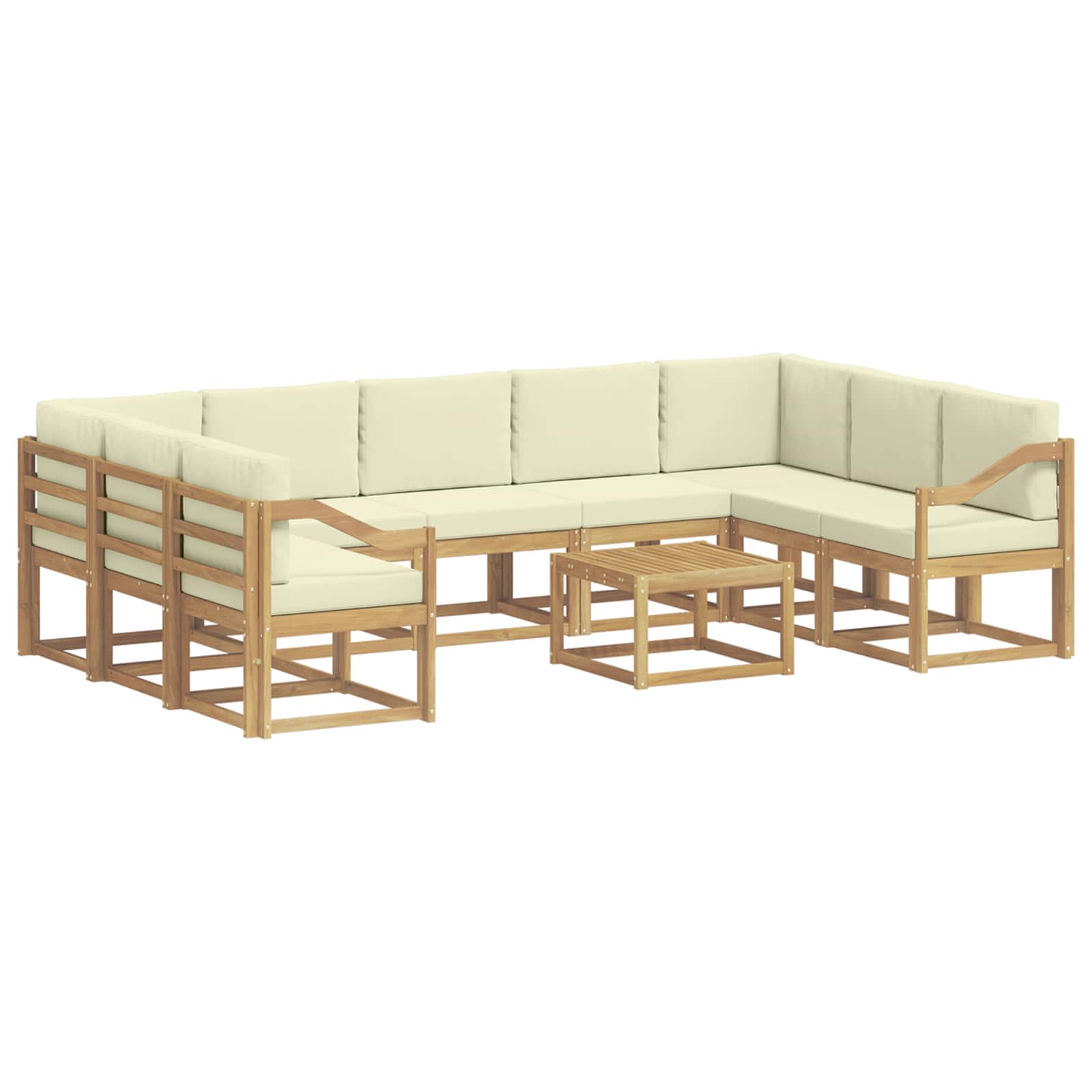 Buiten bankenset 10 pcs Wit en crèmekleurig 59 x 59 x 37 cm – afbeelding 2