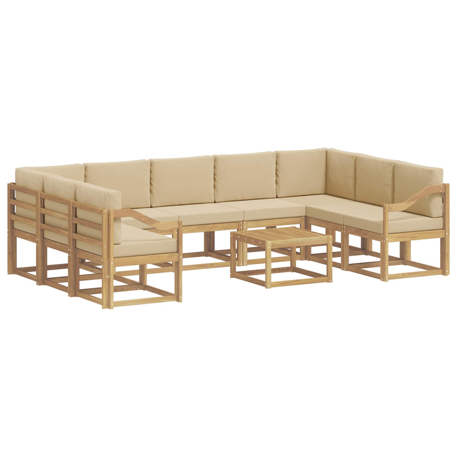 Buiten bankenset 10 pcs Wit en Beige 59 x 59 x 37 cm Polyester – afbeelding 2