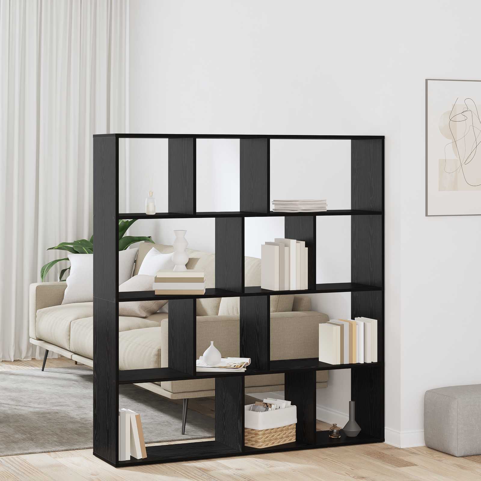 Boekenkast Zwart Eiken 132 x 29 x 141,5 cm Bewerkt hout