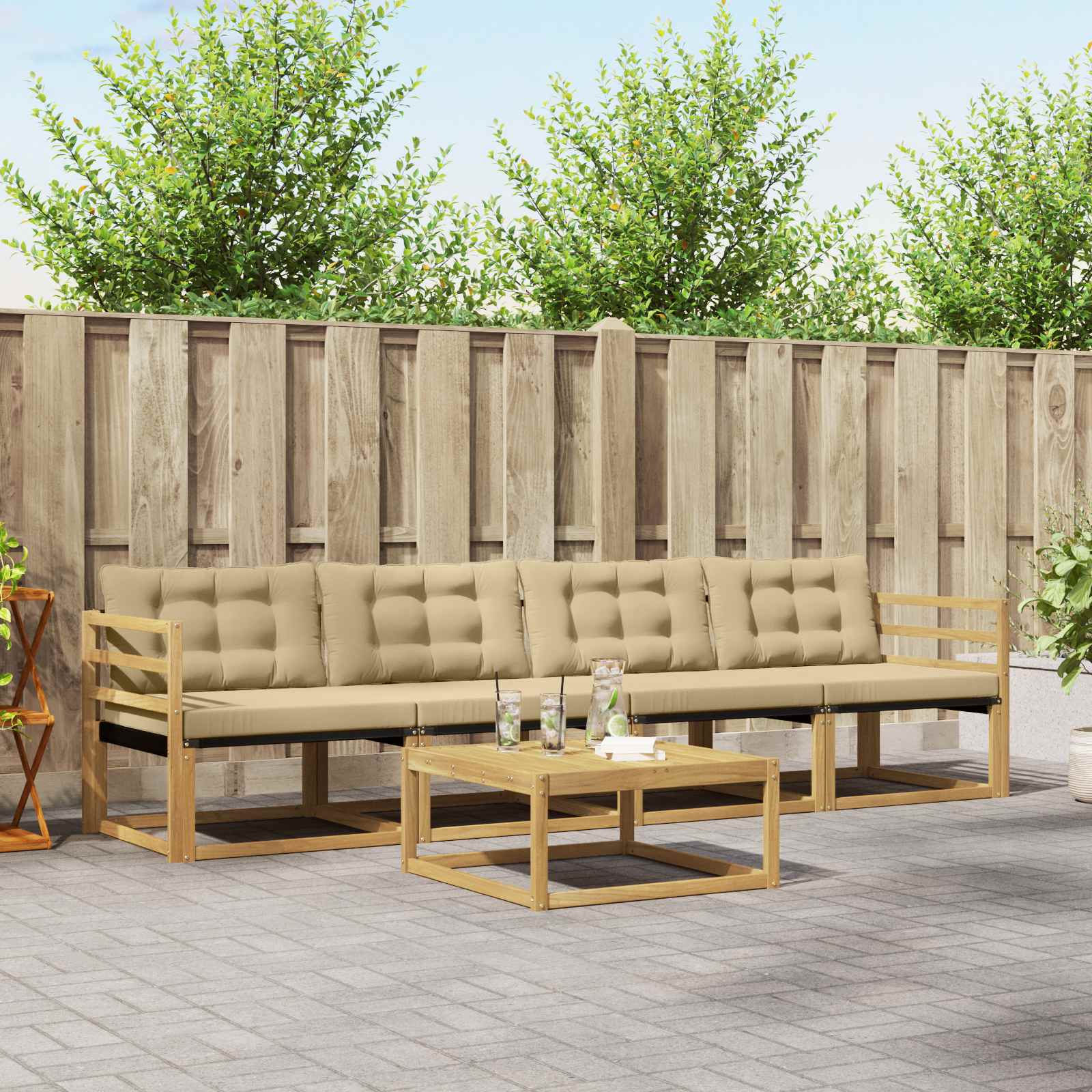 Buiten bankenset 5 pcs Wit en Beige 79 x 79 x 37 cm – afbeelding 1