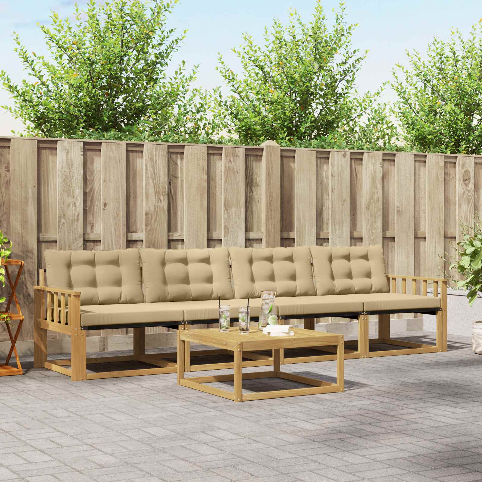 Buiten bankenset 5 pcs Wit en Beige 79 x 79 x 37 cm – afbeelding 1