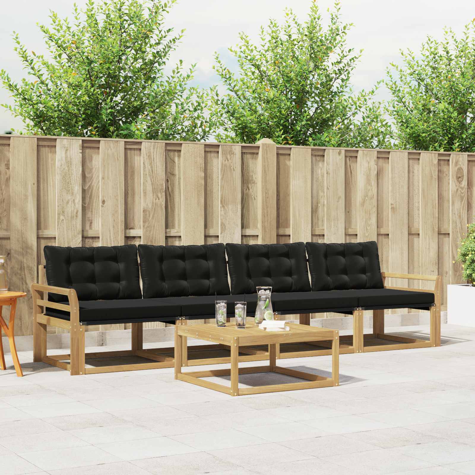 Buiten bankenset 5 pcs Wit en zwart 79 x 79 x 37 cm – afbeelding 1