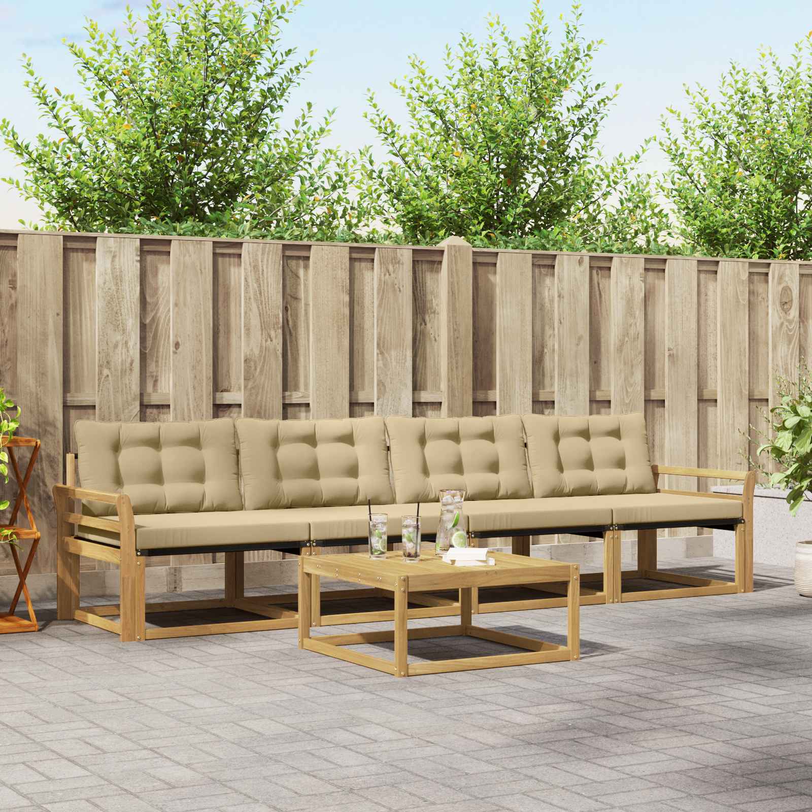 Buiten bankenset 5 pcs Wit en Beige 79 x 79 x 37 cm – afbeelding 1