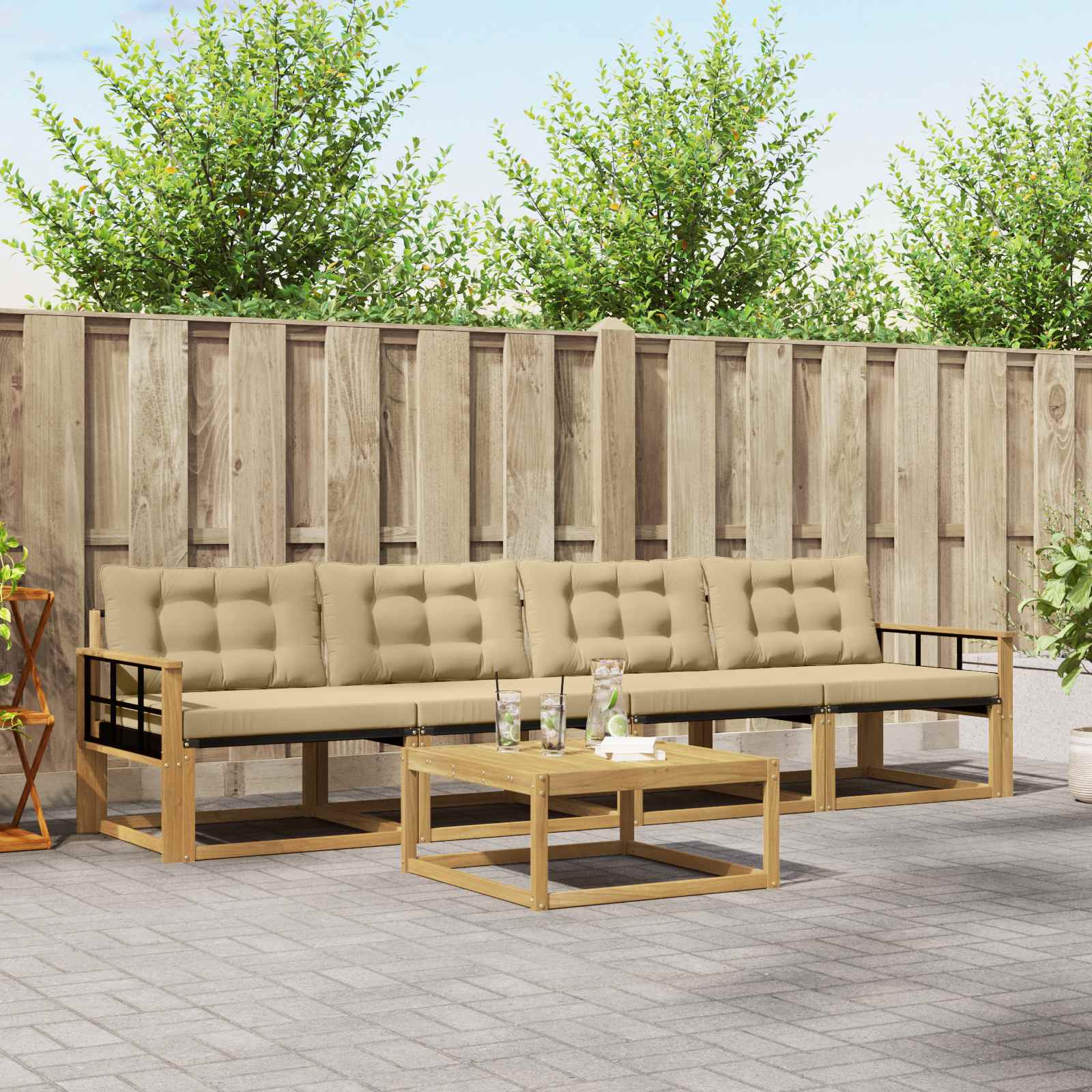 Buiten bankenset 5 pcs Wit en Beige 79 x 79 x 37 cm – afbeelding 1