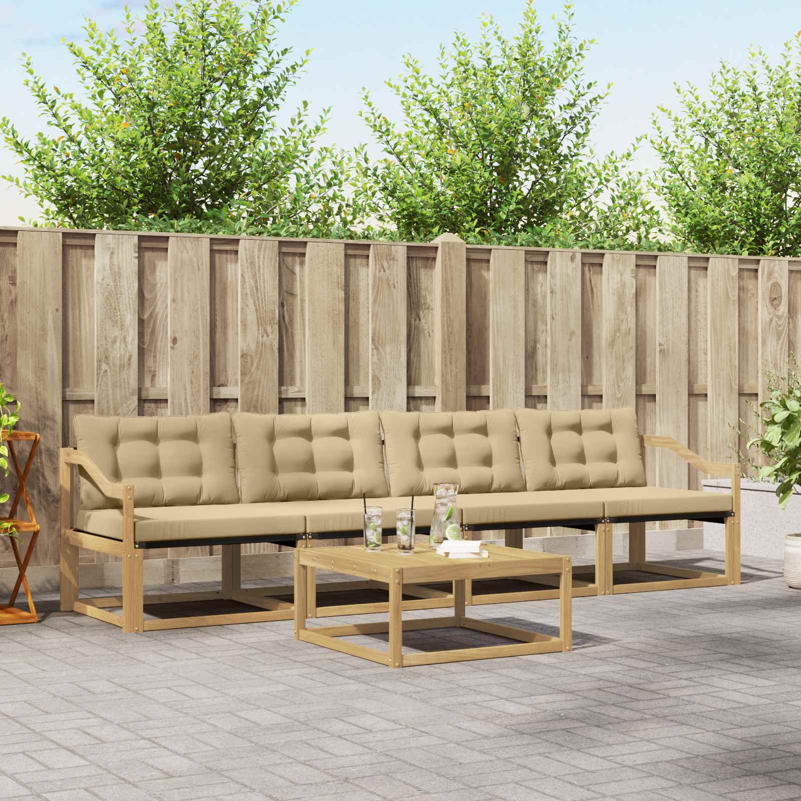Buiten bankenset 5 pcs Wit en Beige 79 x 79 x 37 cm – afbeelding 1