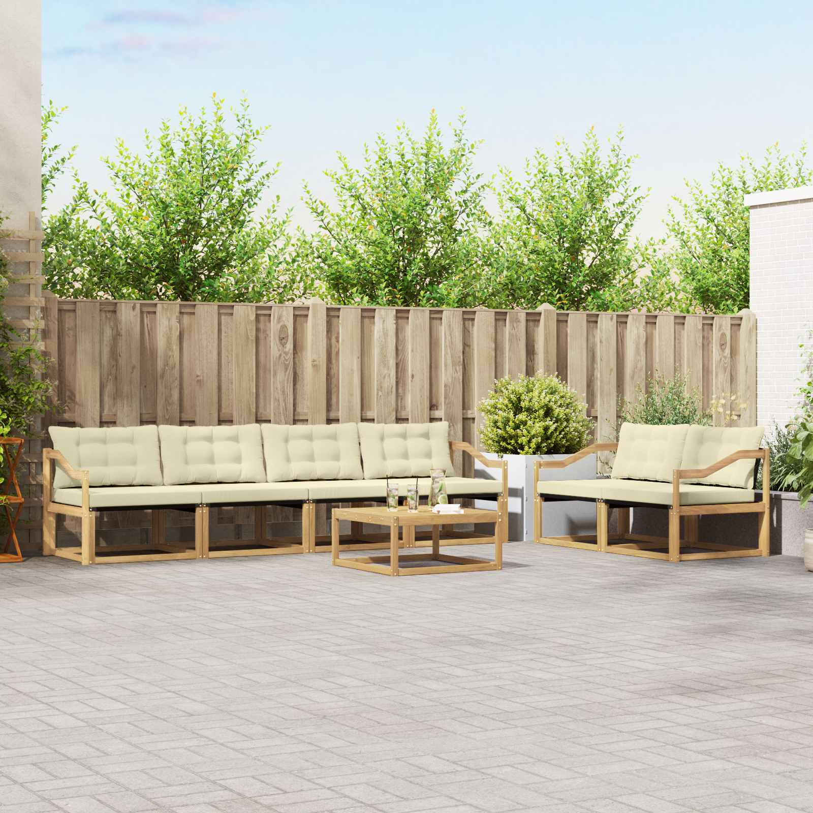 Buiten bankenset 7 pcs Wit en crèmekleurig 79 x 79 x 37 cm