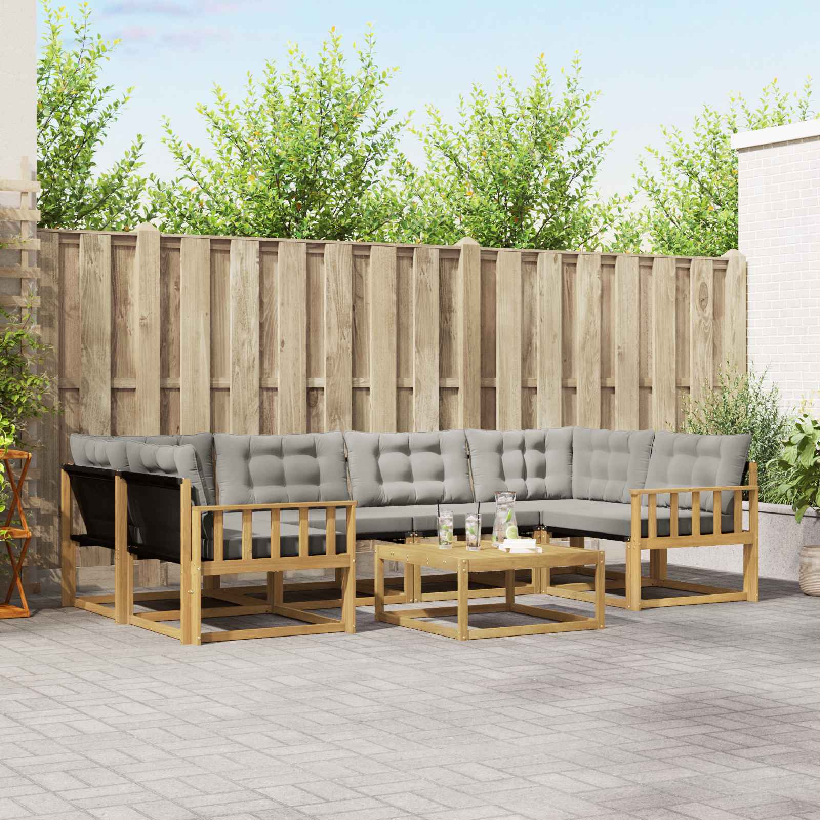 Buiten bankenset 7 pcs Wit en Lichtgrijs 79 x 79 x 37 cm