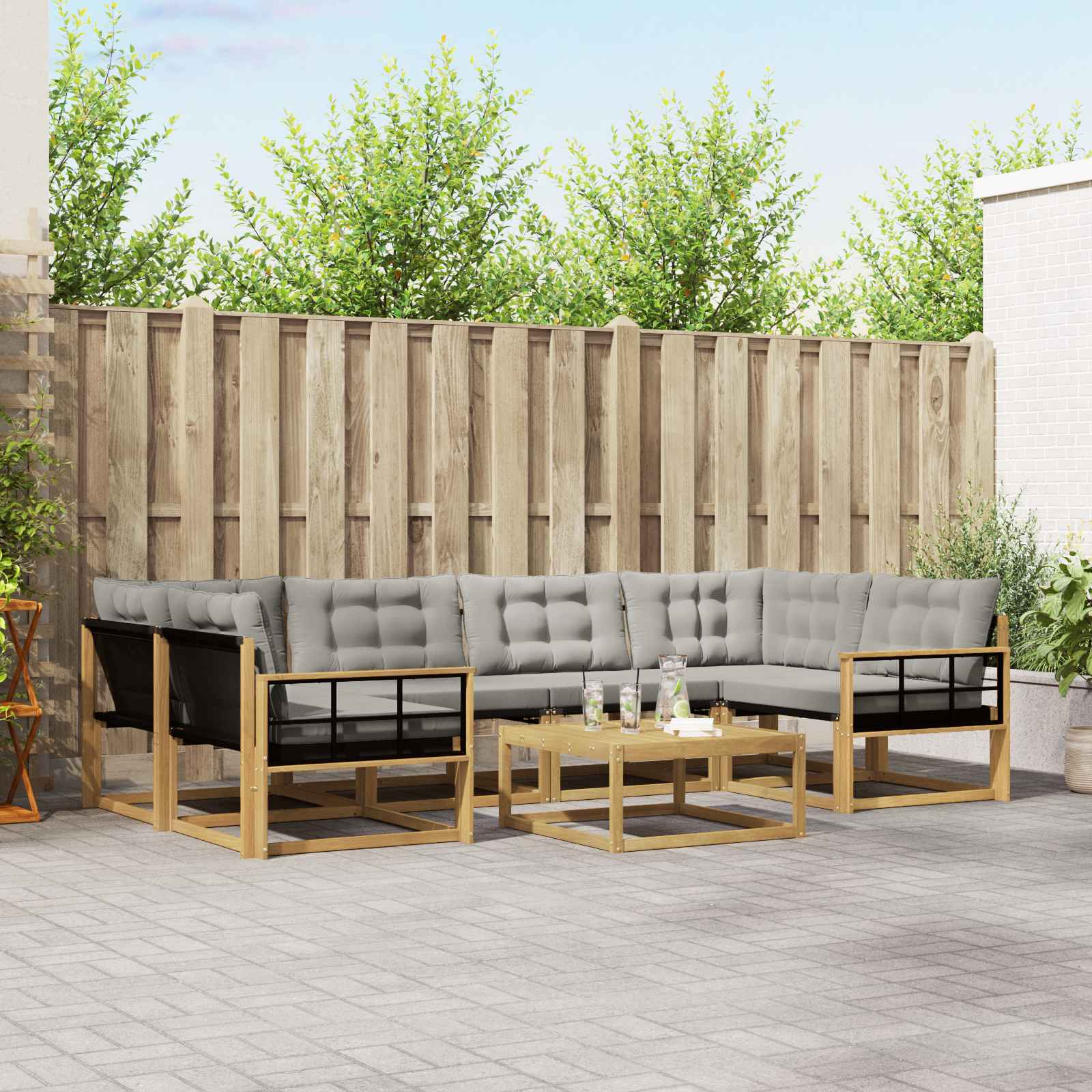 Buiten bankenset 7 pcs Wit en Lichtgrijs 79 x 79 x 37 cm