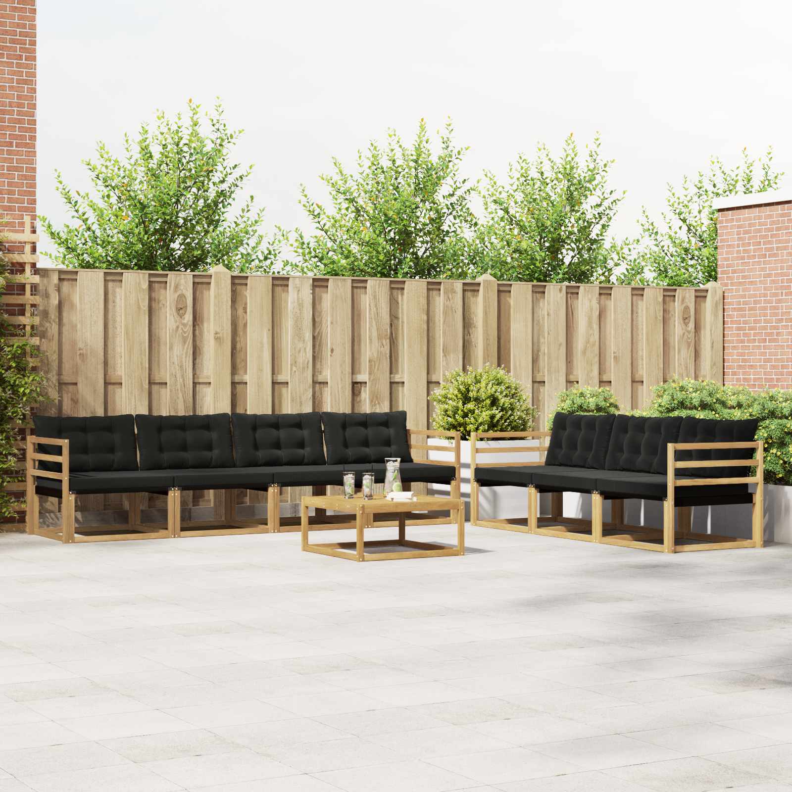 Buiten bankenset 8 pcs Wit en zwart – afbeelding 1