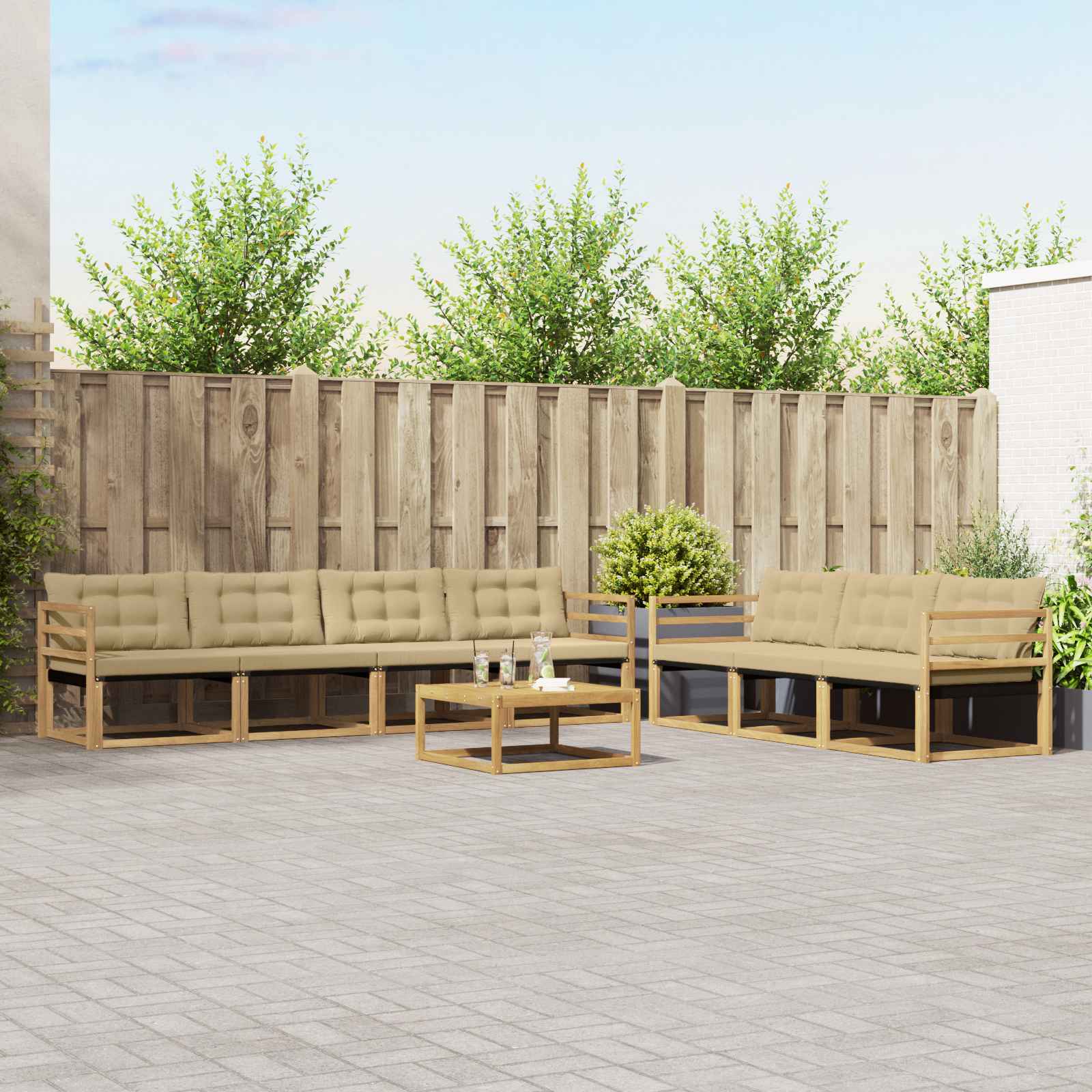 Buiten bankenset 8 pcs Wit en Beige