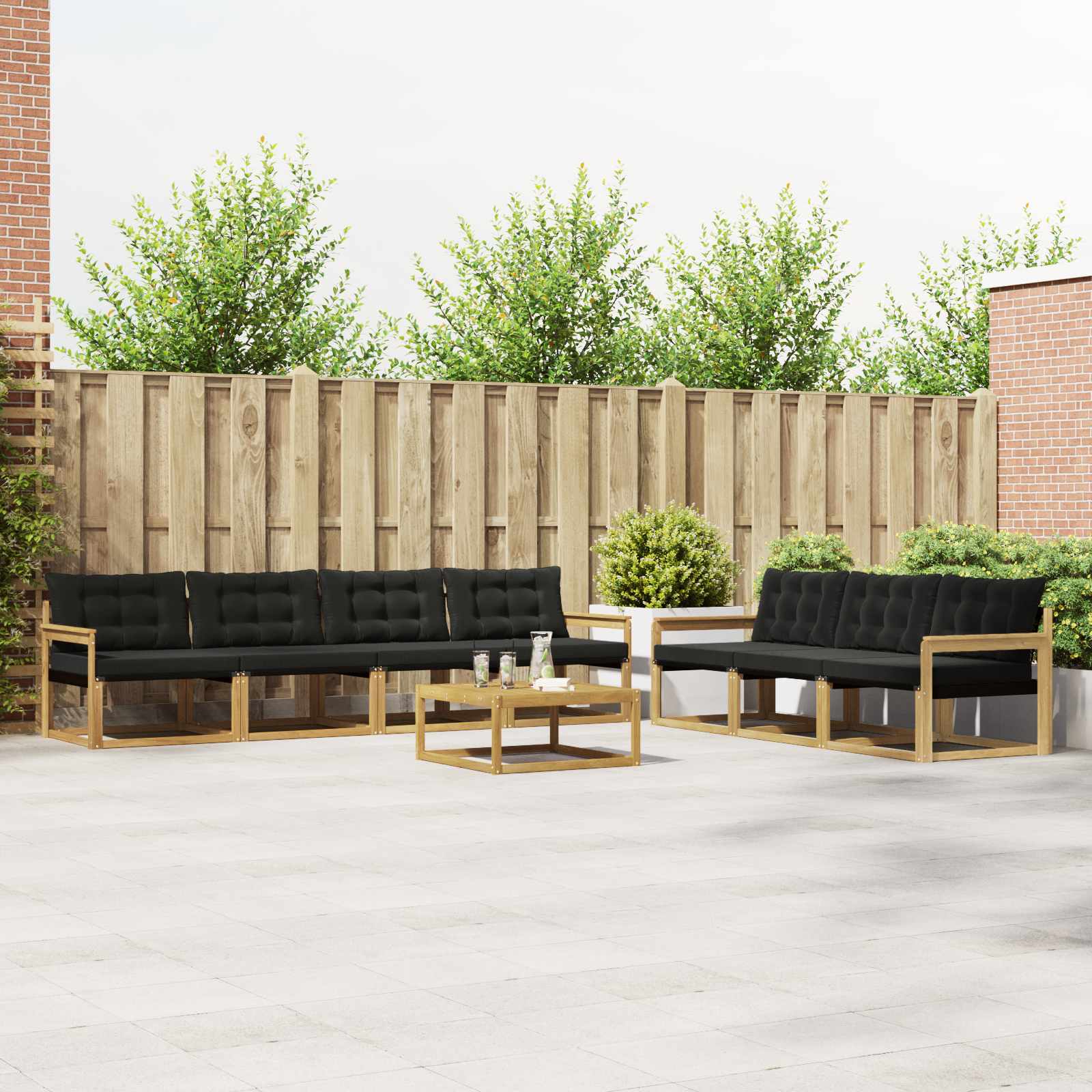 Buiten bankenset 8 pcs Wit en zwart – afbeelding 1