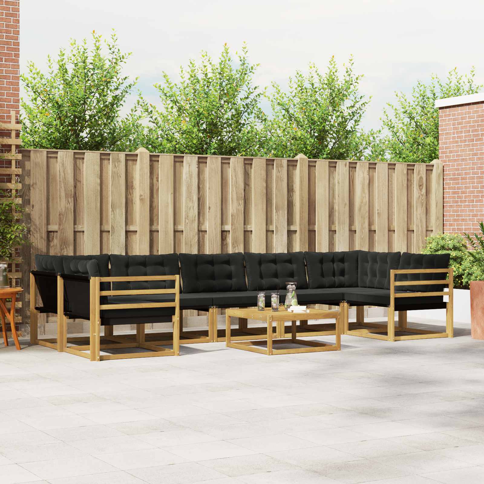 Buiten bankenset 8 pcs Wit en zwart 79 x 79 x 37 cm