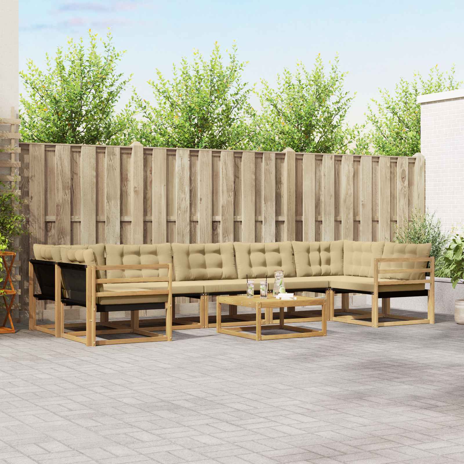 Buiten bankenset 8 pcs Wit en Beige 79 x 79 x 37 cm – afbeelding 1