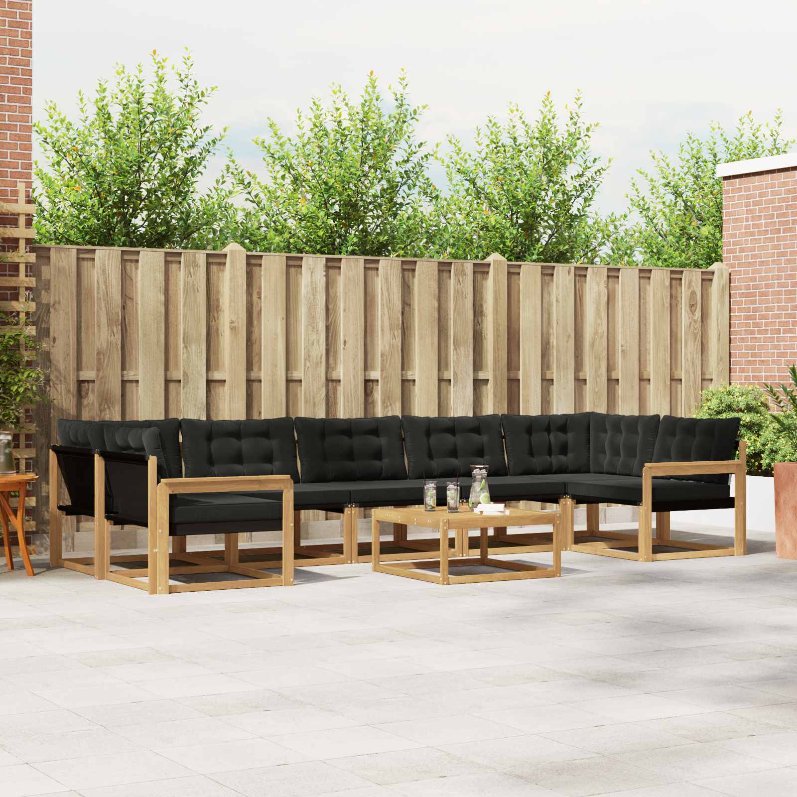 Buiten bankenset 8 pcs Wit en zwart 79 x 79 x 37 cm