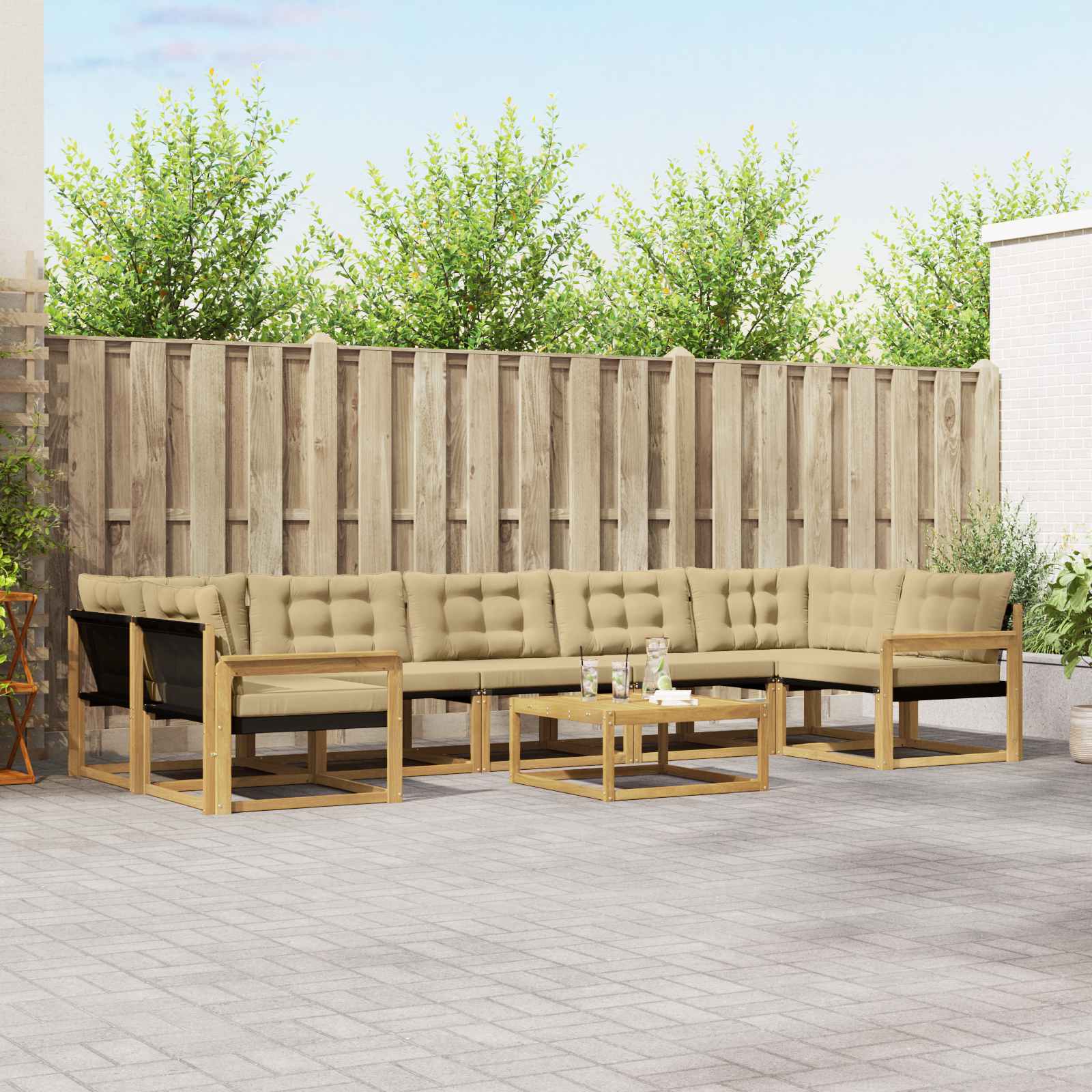 Buiten bankenset 8 pcs Wit en Beige 79 x 79 x 37 cm