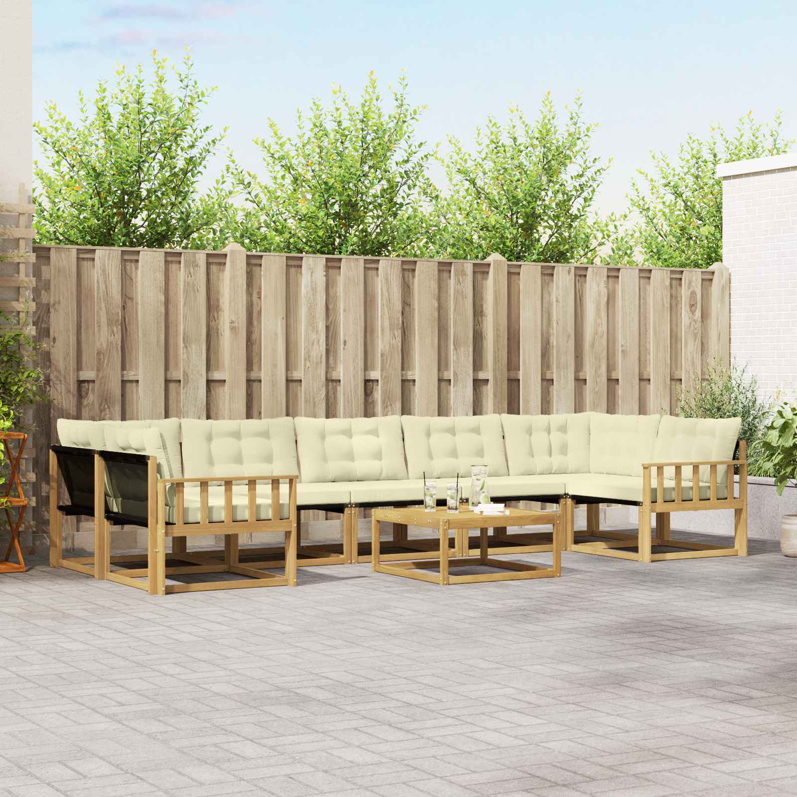 Buiten bankenset 8 pcs Wit en crèmekleurig 79 x 79 x 37 cm