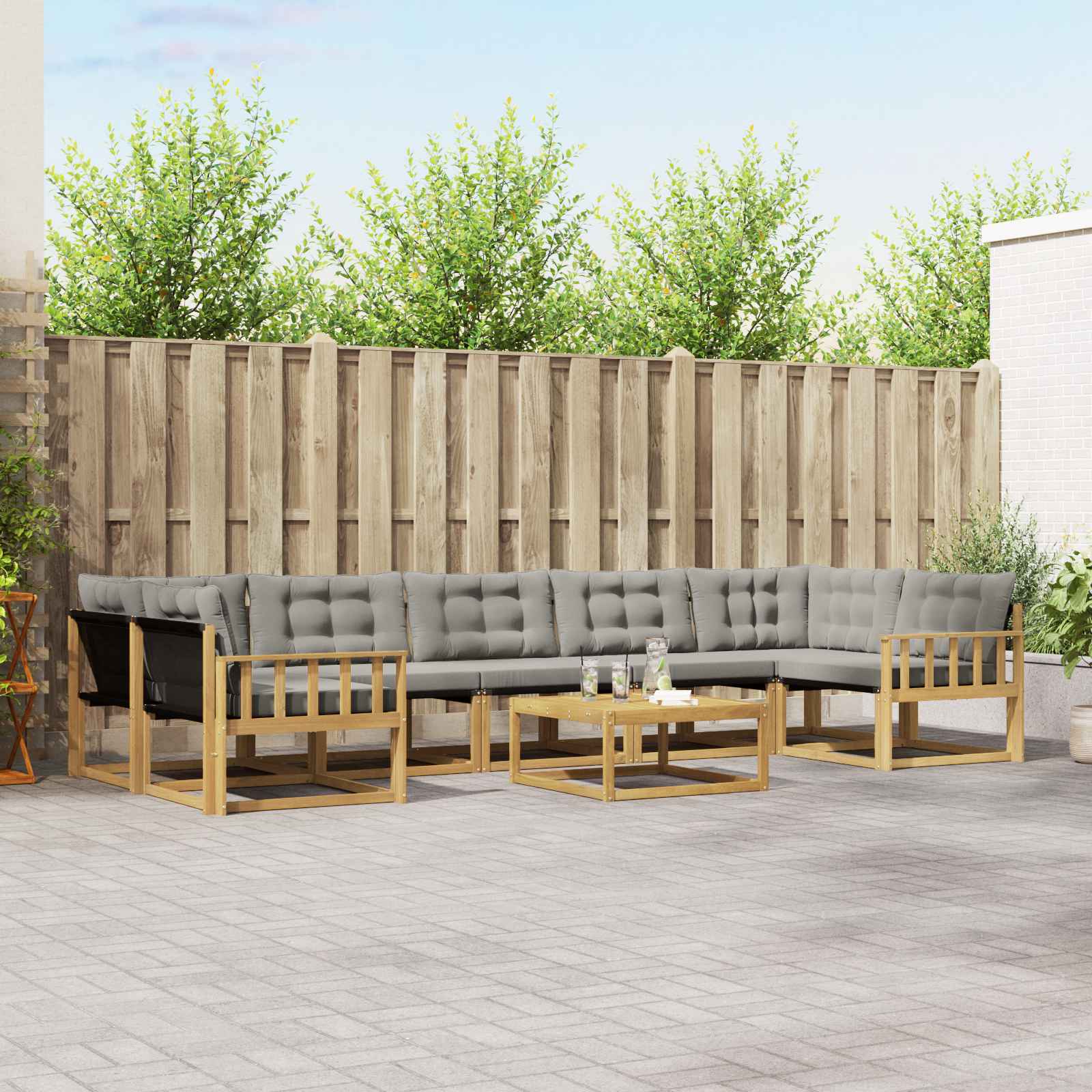 Buiten bankenset 8 pcs Wit en Lichtgrijs 79 x 79 x 37 cm – afbeelding 1