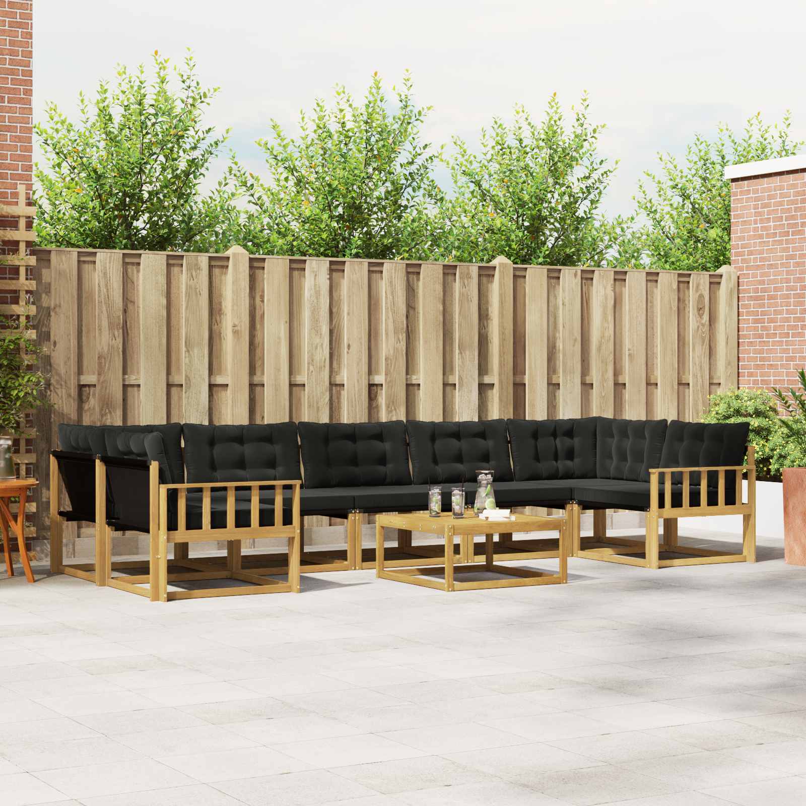 Buiten bankenset 8 pcs Wit en zwart 79 x 79 x 37 cm