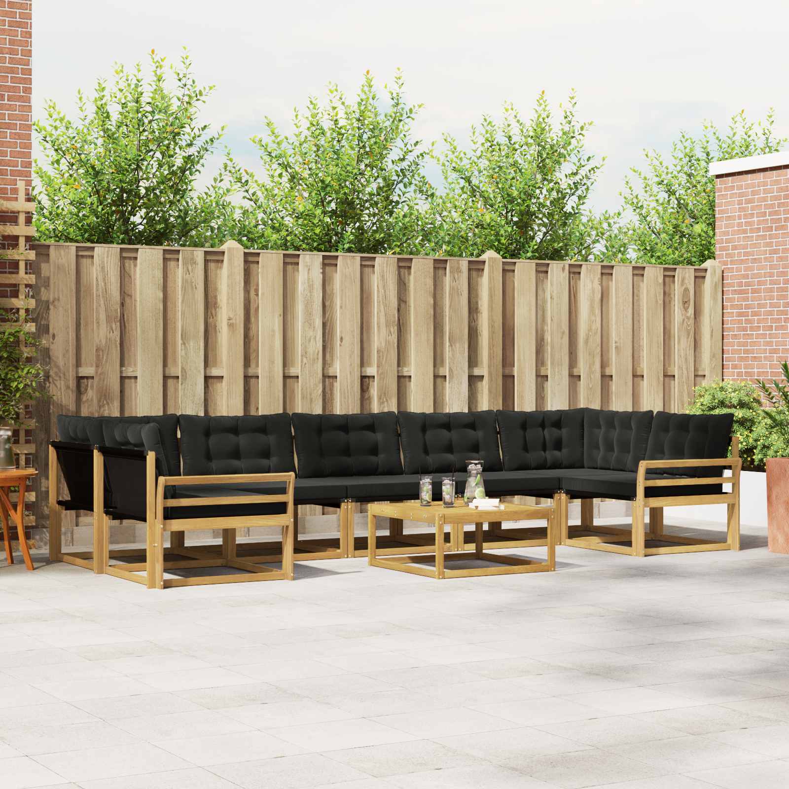 Buiten bankenset 8 pcs Wit en zwart 79 x 79 x 37 cm