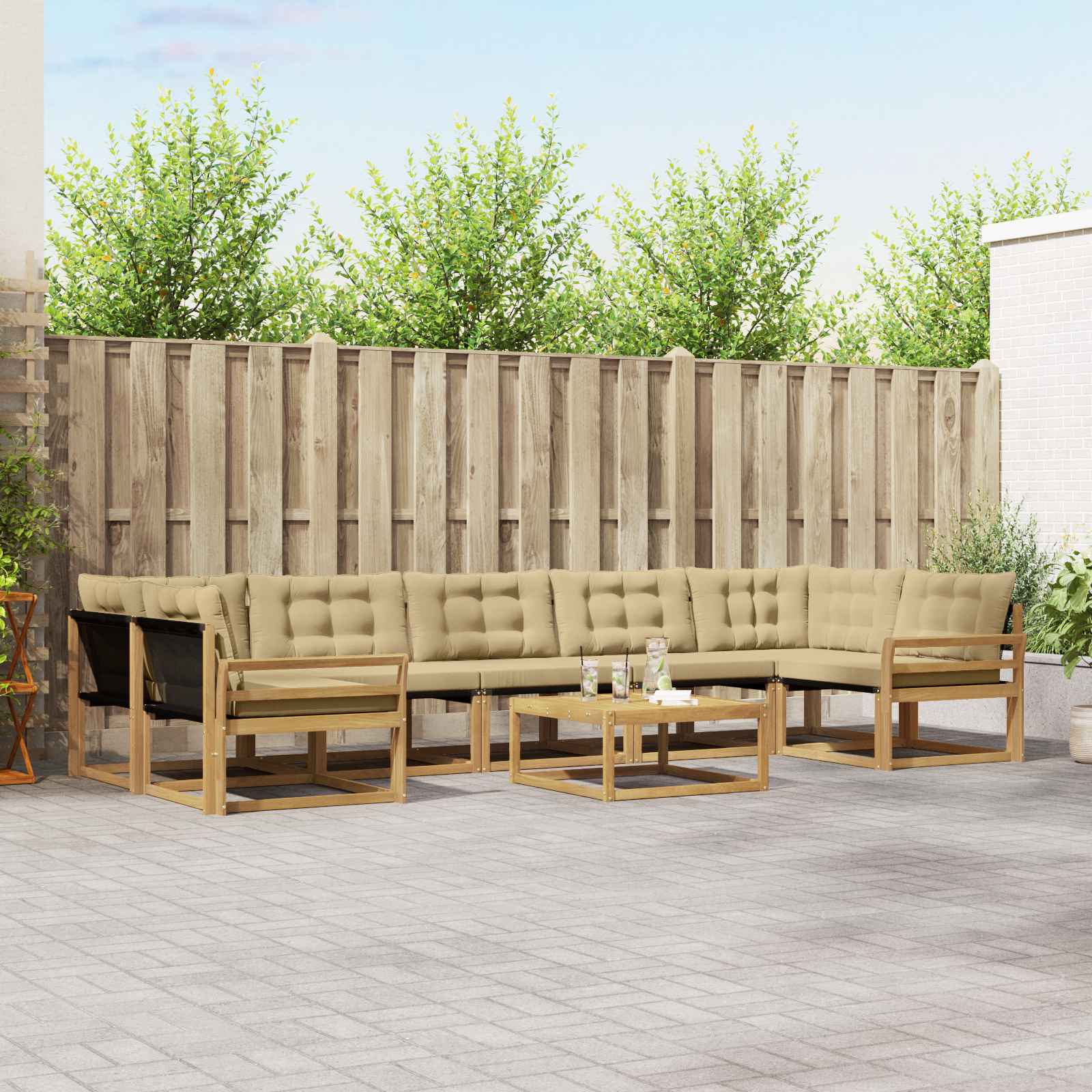 Buiten bankenset 8 pcs Wit en Beige 79 x 79 x 37 cm