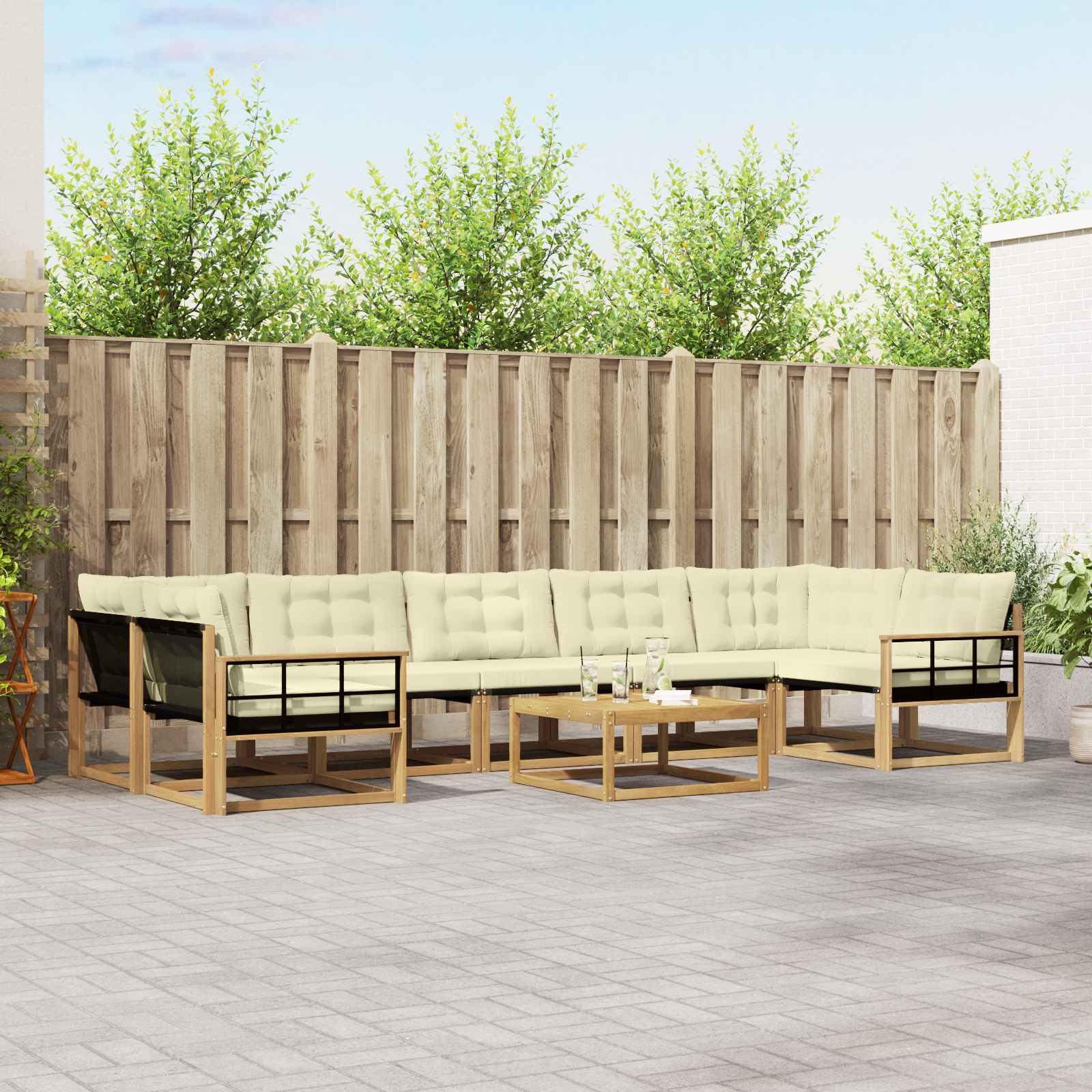 Buiten bankenset 8 pcs Wit en crèmekleurig 79 x 79 x 37 cm