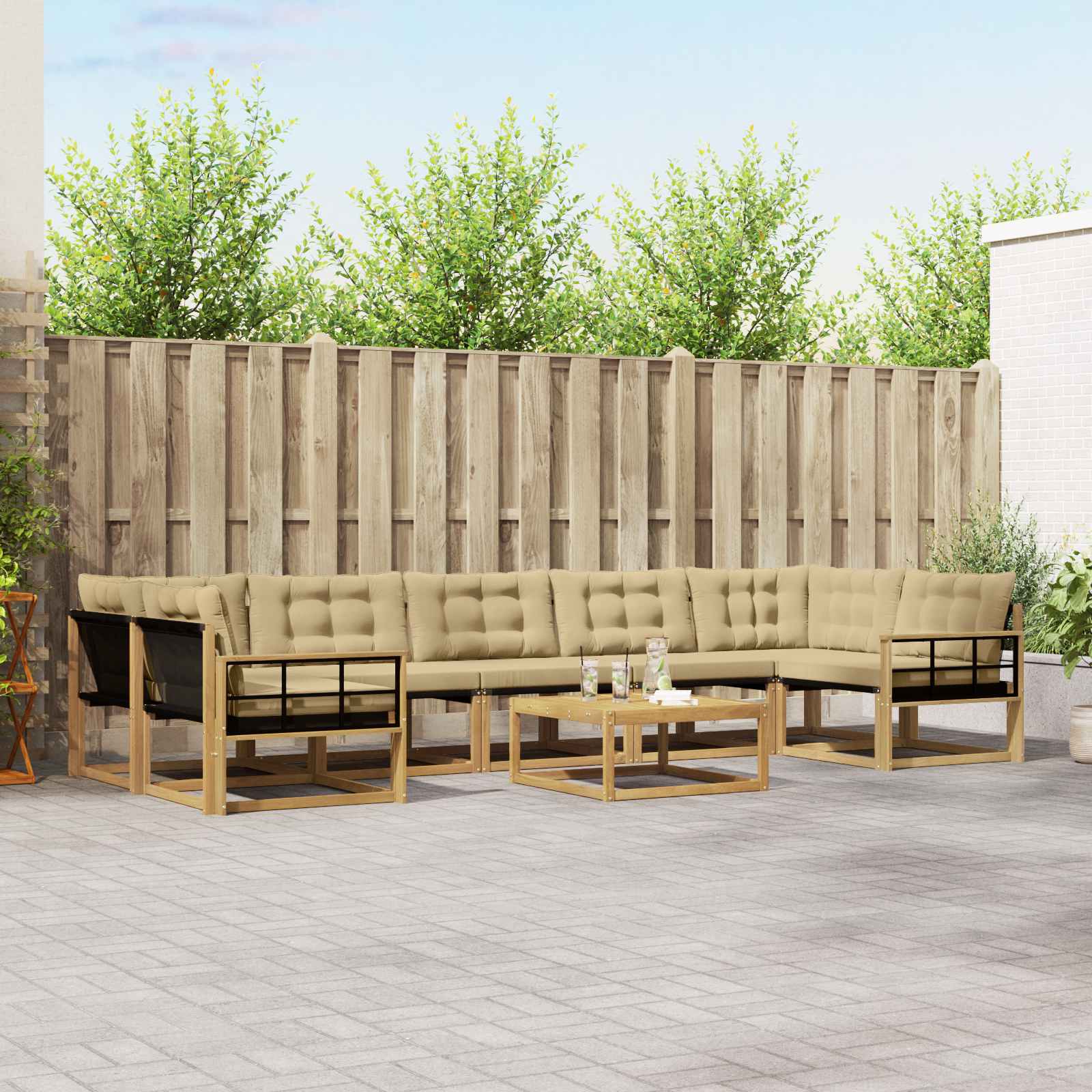 Buiten bankenset 8 pcs Wit en Beige 79 x 79 x 37 cm