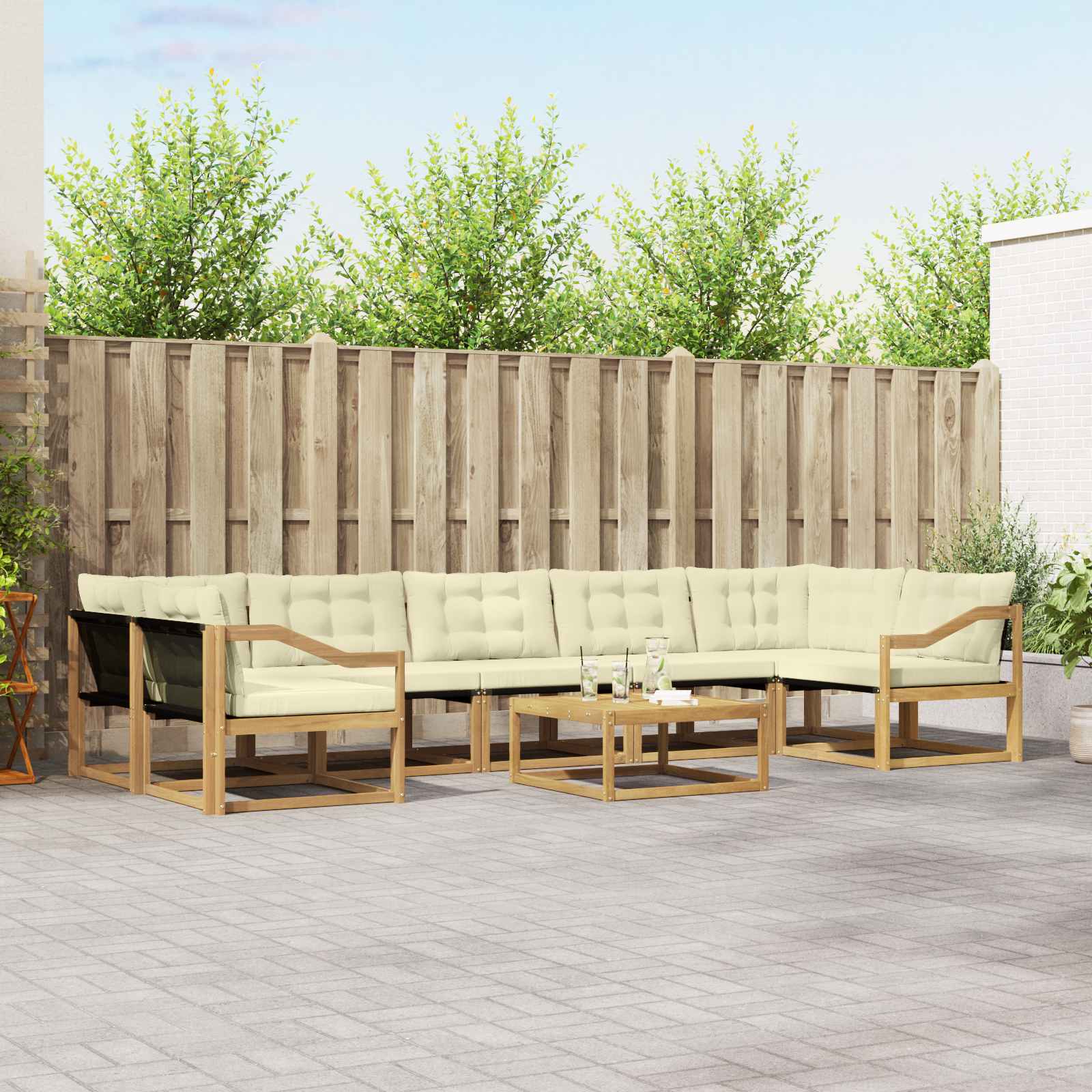 Buiten bankenset 8 pcs Wit en crèmekleurig 79 x 79 x 37 cm