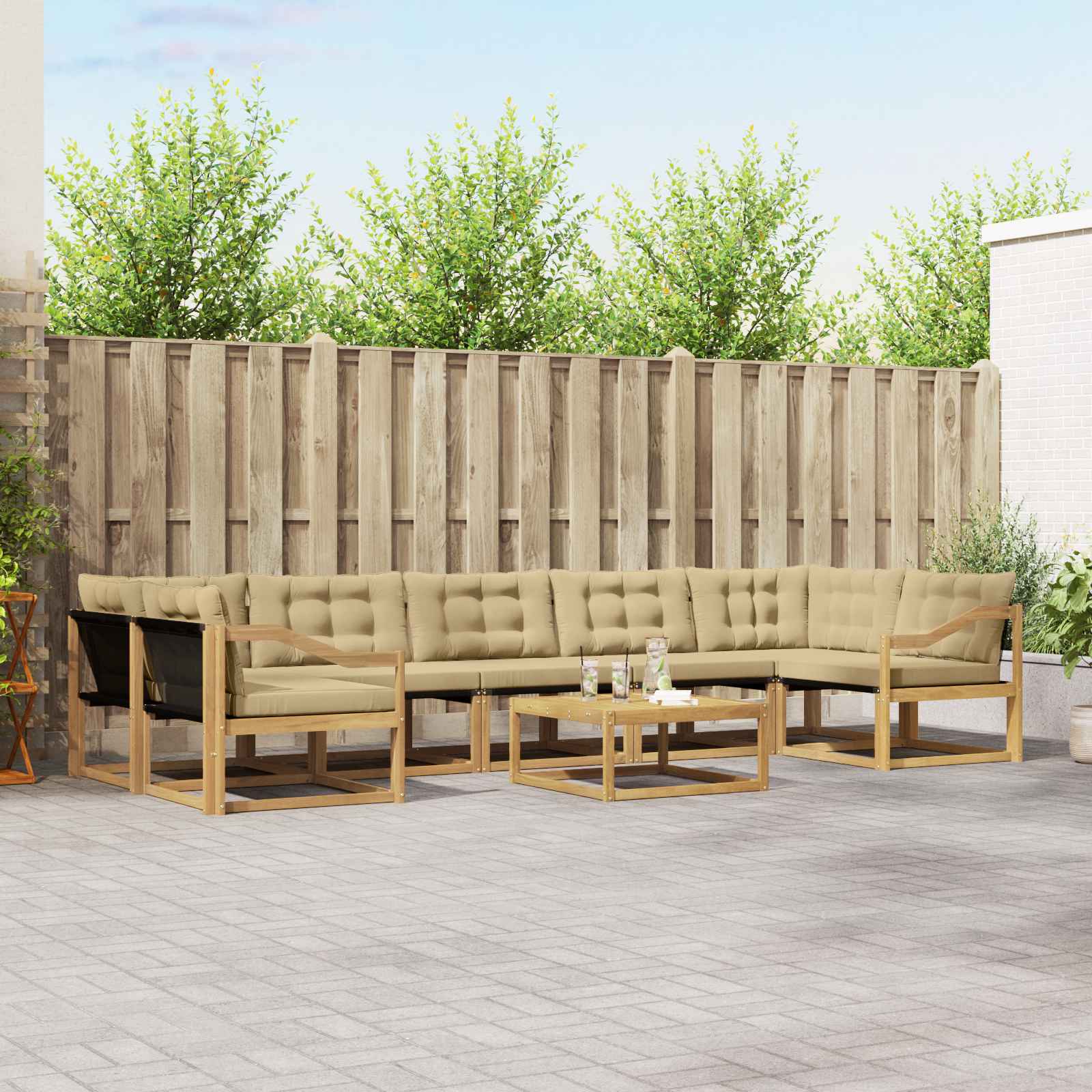 Buiten bankenset 8 pcs Wit en Beige 79 x 79 x 37 cm