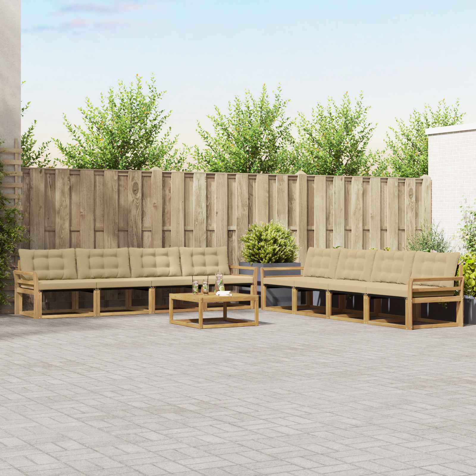 Buiten bankenset 9 pcs Wit en Beige 79 x 79 x 37 cm – afbeelding 1