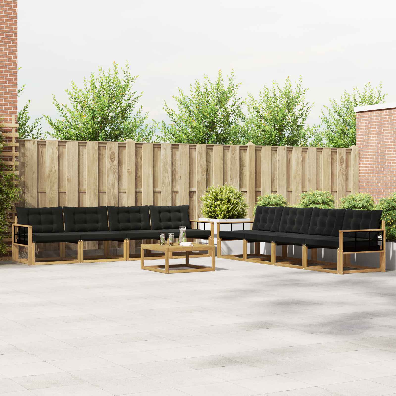 Buiten bankenset 9 pcs Wit en zwart 79 x 79 x 37 cm