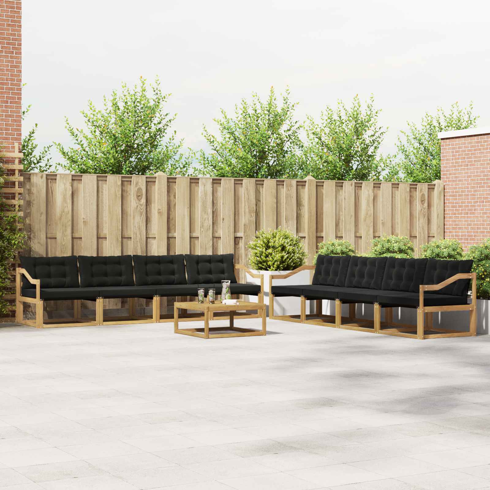 Buiten bankenset 9 pcs Wit en zwart 79 x 79 x 37 cm