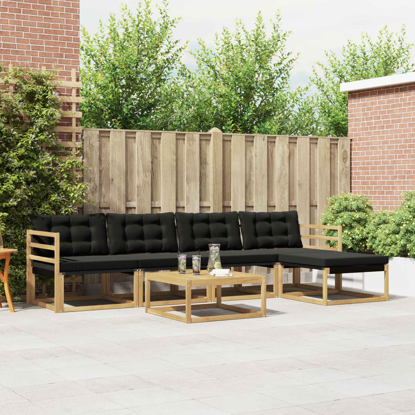 Buiten bankenset 6 pcs Wit en zwart 79 x 79 x 37 cm – afbeelding 1