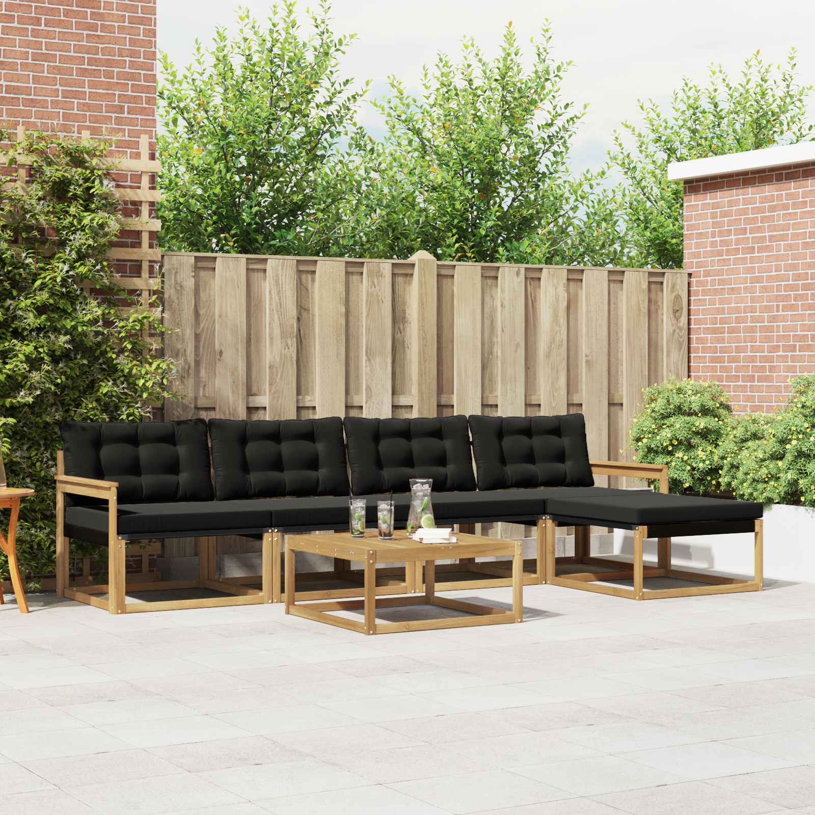 Buiten bankenset 6 pcs Wit en zwart 79 x 79 x 37 cm