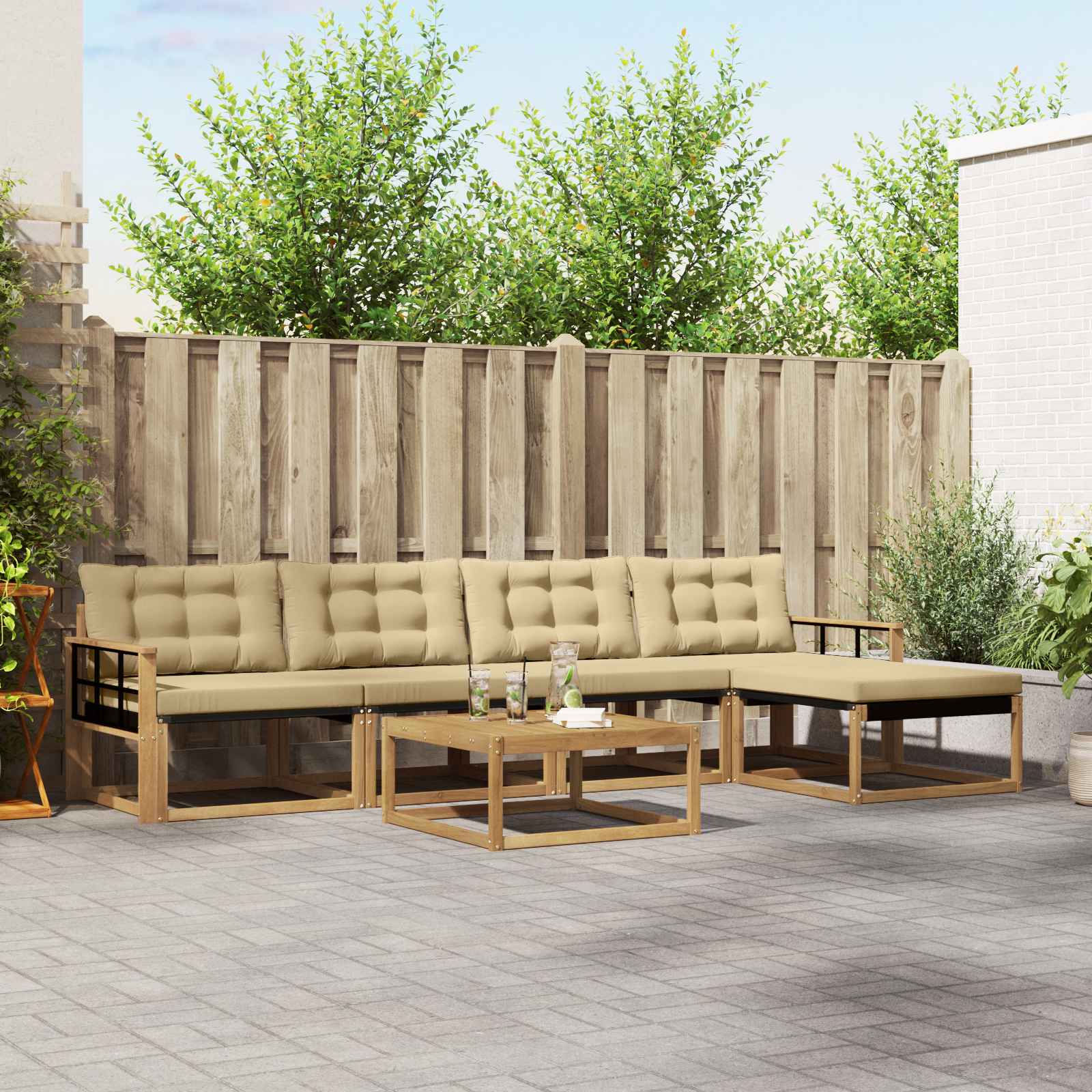 Buiten bankenset 6 pcs Wit en Beige 79 x 79 x 37 cm – afbeelding 1