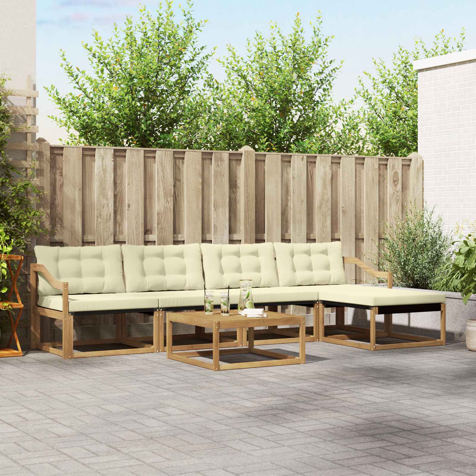 Buiten bankenset 6 pcs Wit en crèmekleurig 79 x 79 x 37 cm