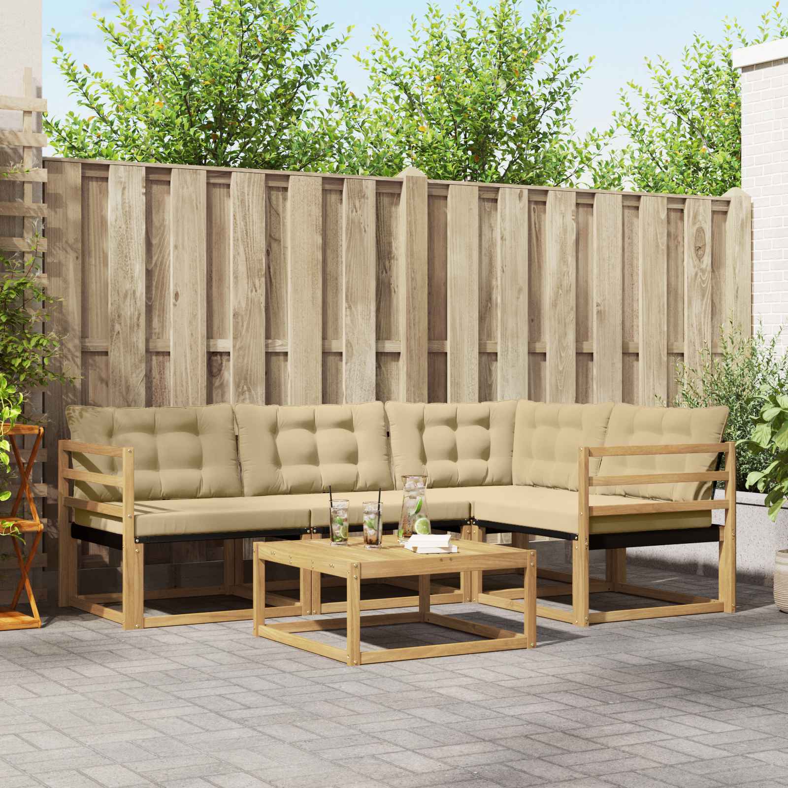 Buiten bankenset 5 pcs Wit en Beige 79 x 79 x 37 cm – afbeelding 1