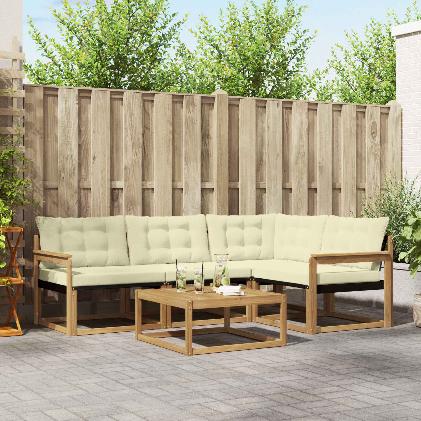 Buiten bankenset 5 pcs Wit en crèmekleurig 79 x 79 x 37 cm