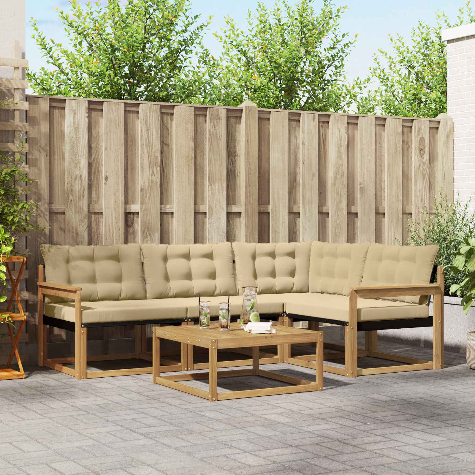 Buiten bankenset 5 pcs Wit en Beige 79 x 79 x 37 cm – afbeelding 1