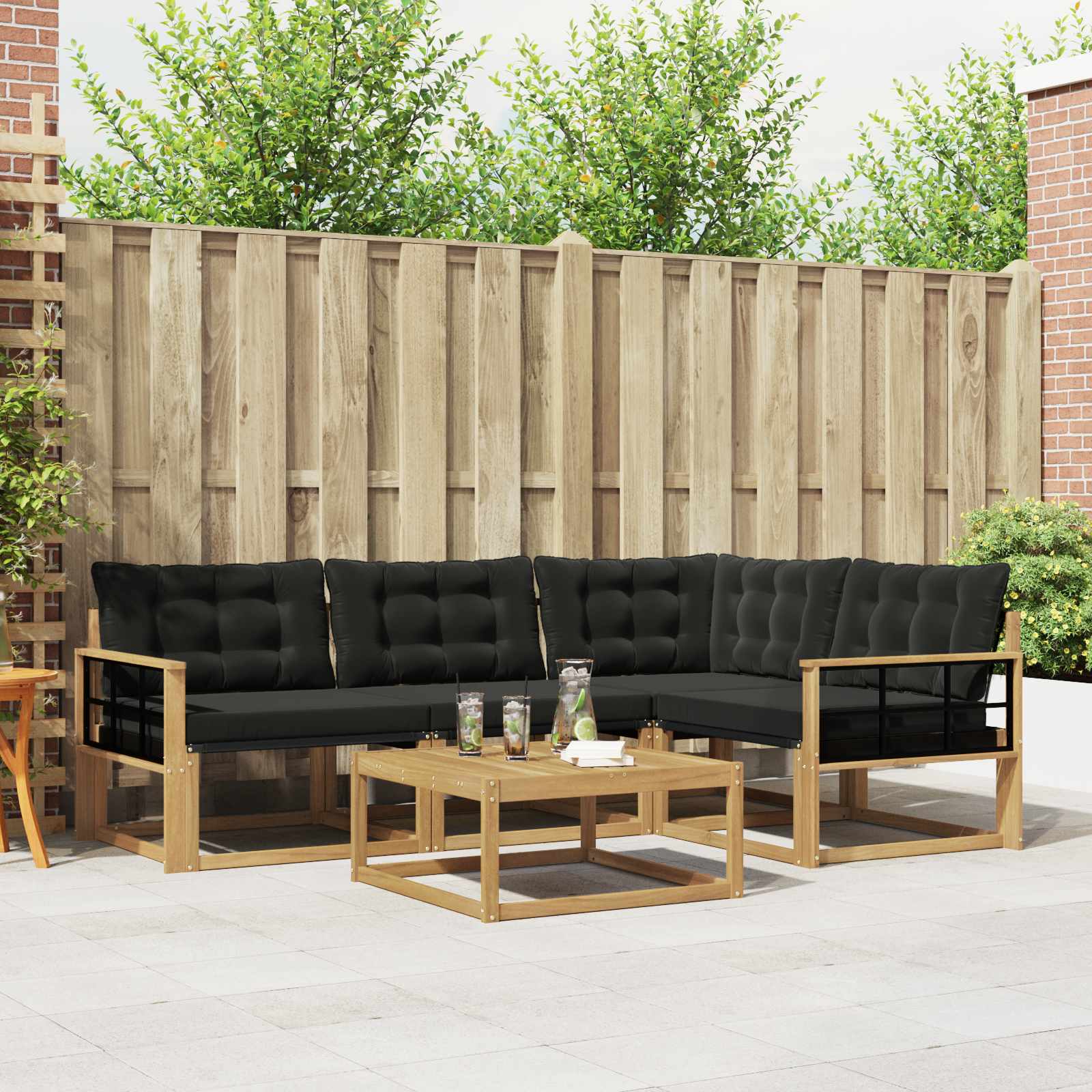 Buiten bankenset 5 pcs Wit en zwart 79 x 79 x 37 cm